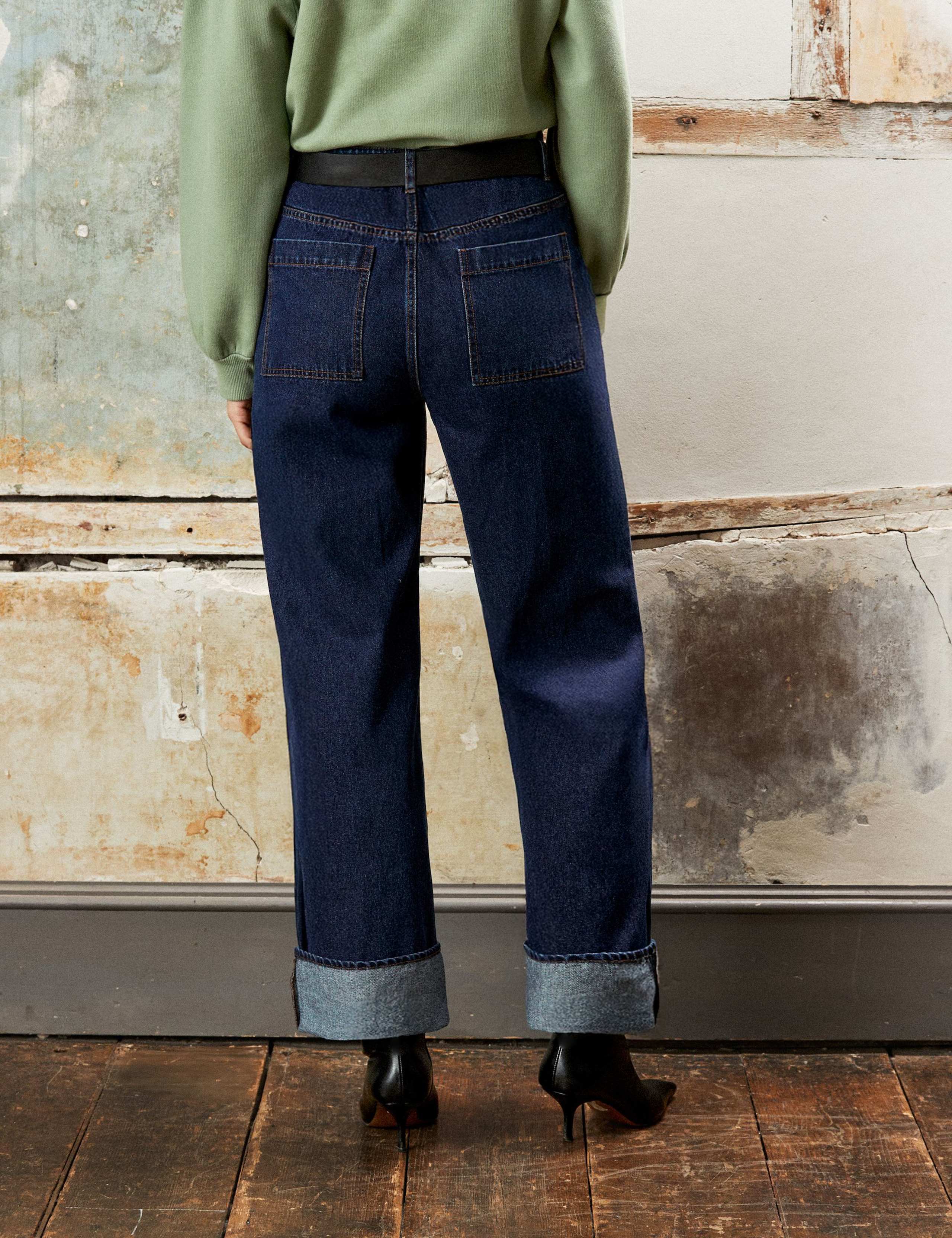 High Waisted Wide Leg Turn Up Jeans 3 of 6