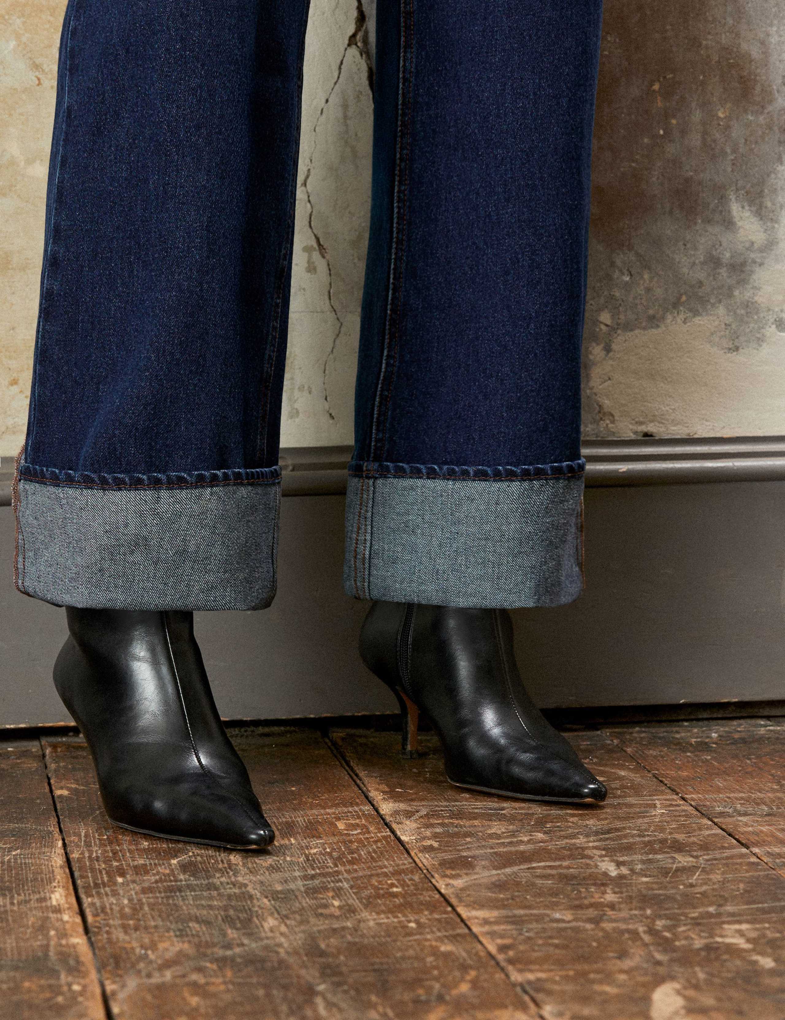High Waisted Wide Leg Turn Up Jeans 6 of 6