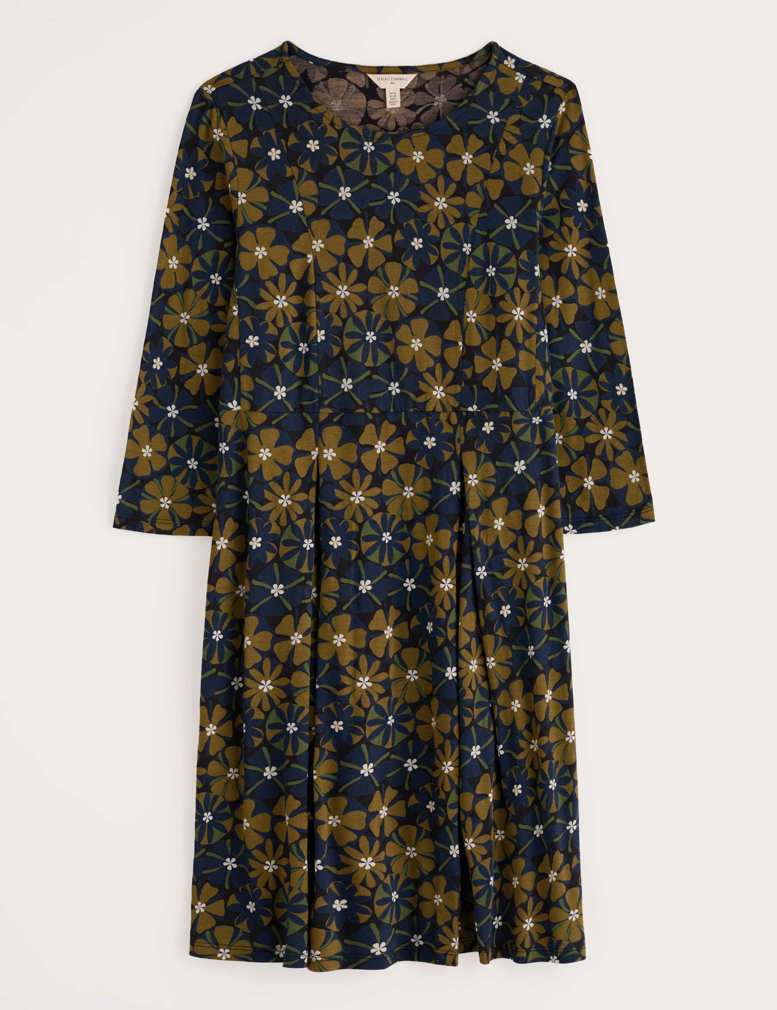 Cotton Rich Floral Knee Length Waisted Dress 2 of 5