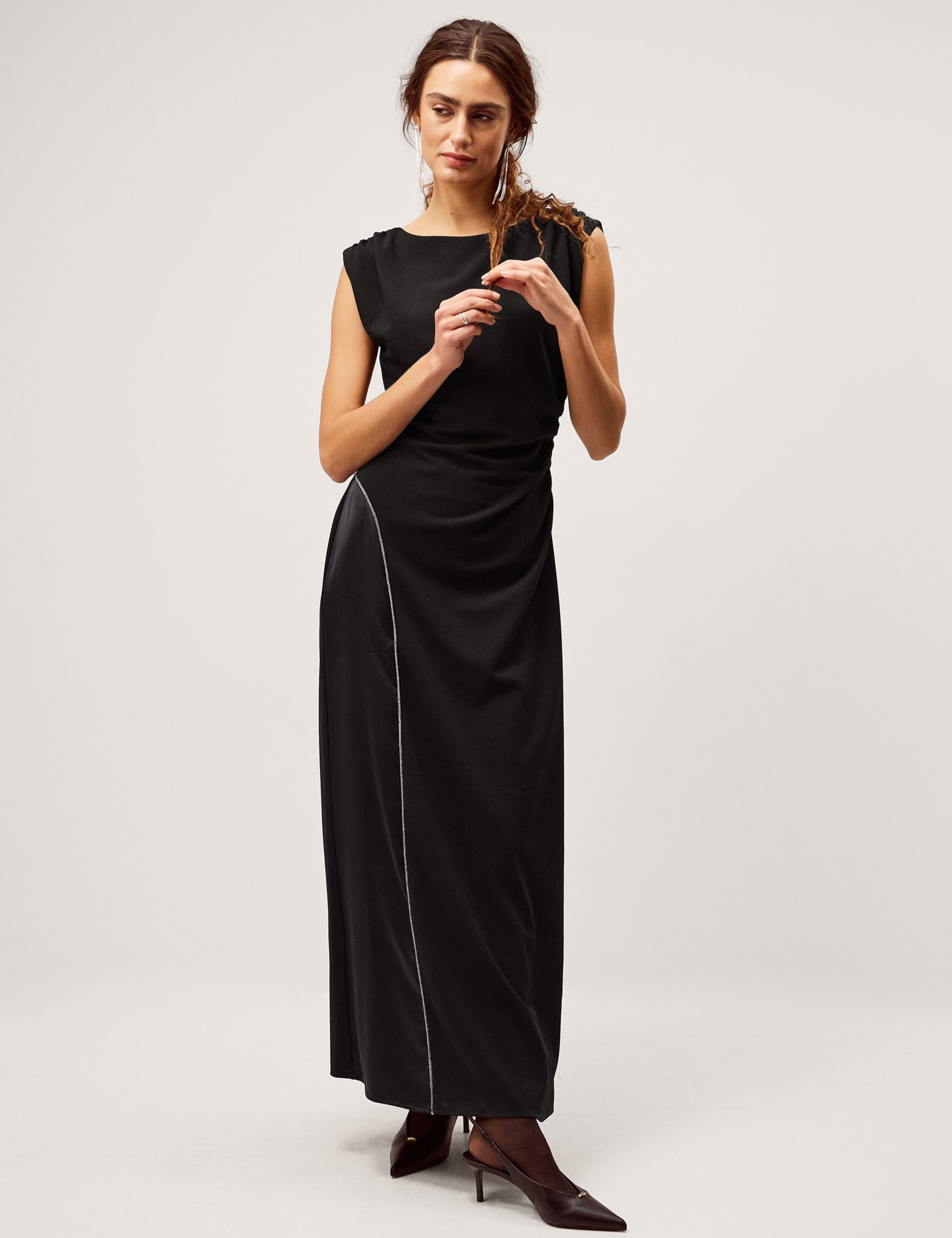 Jersey Satin Panel Maxi Column Dress 1 of 5