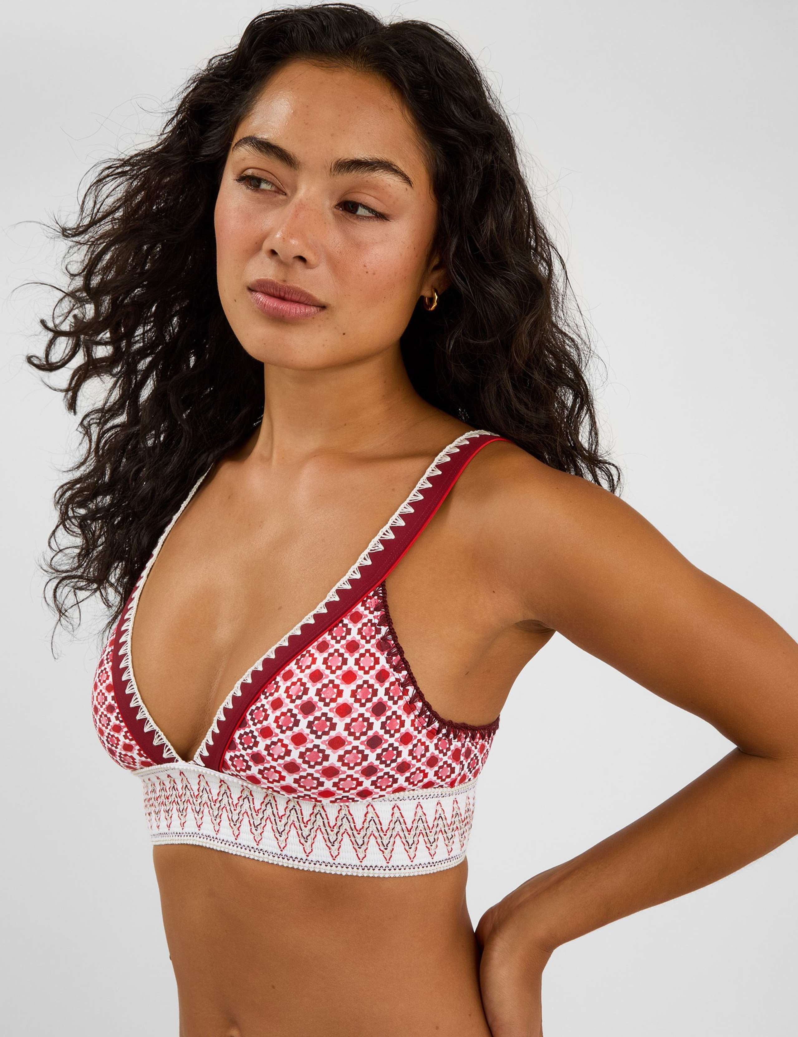 Tile Print Padded Plunge Bikini Top 4 of 4