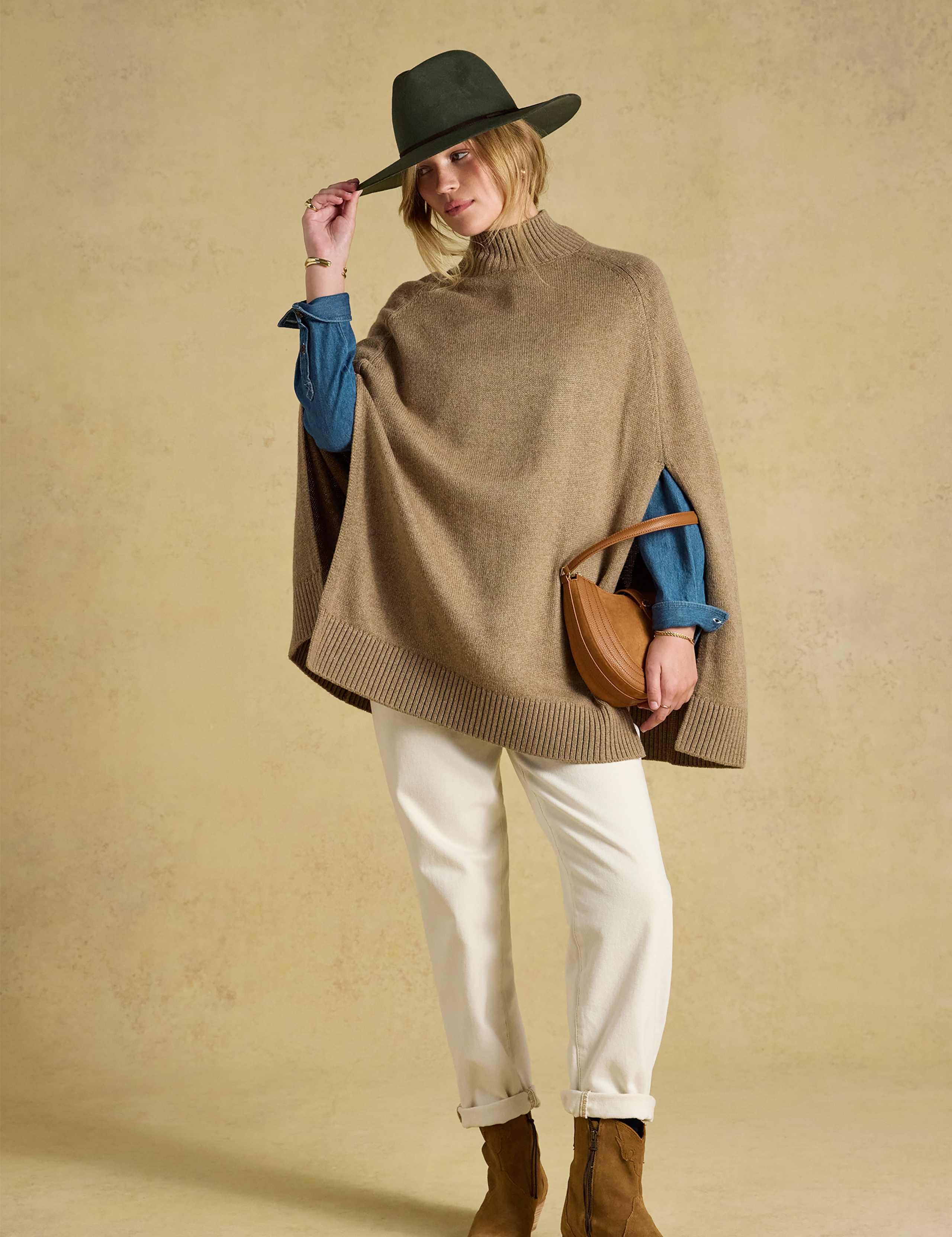Textured High Neck Knitted Cape 3 of 7