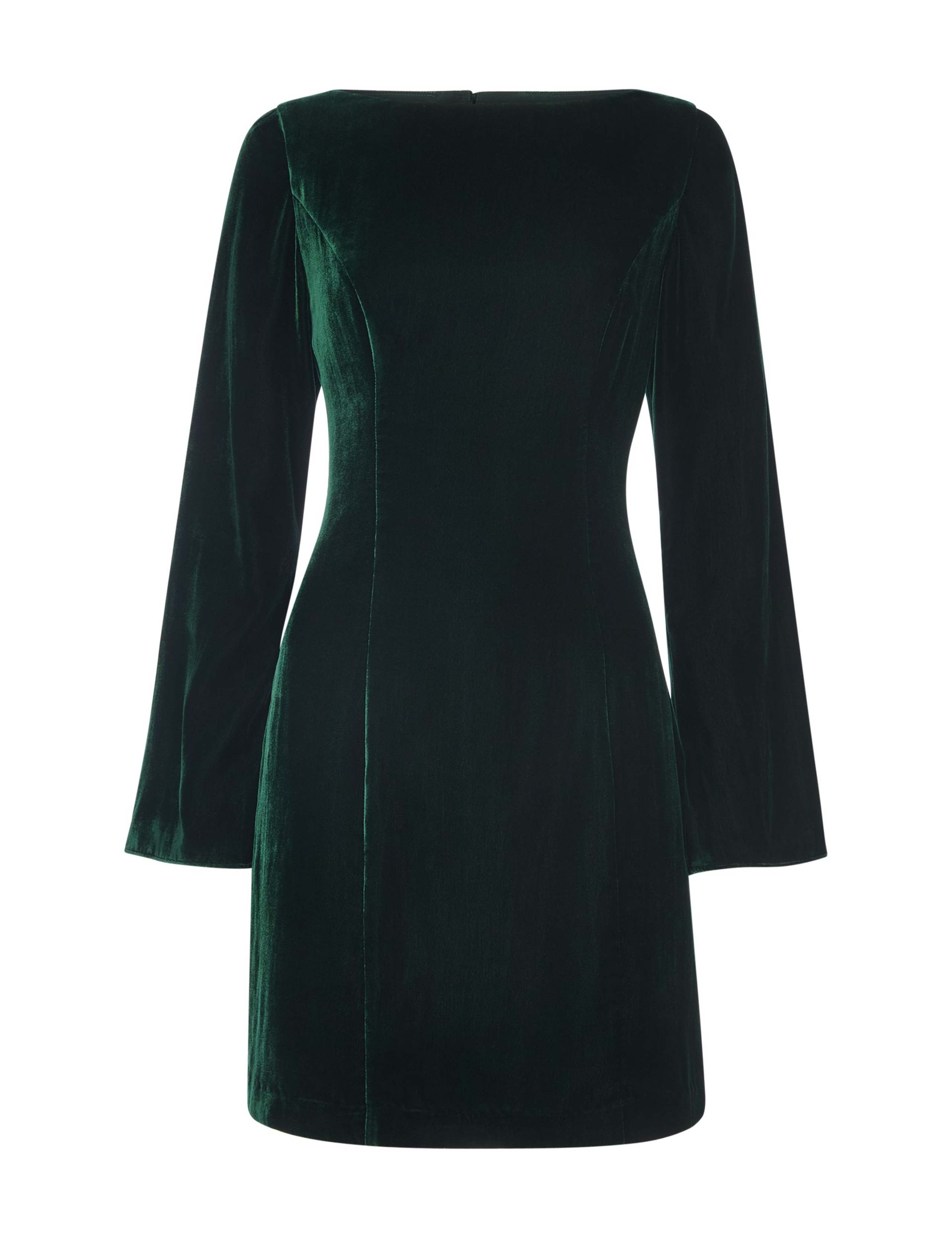 Velvet Flare Sleeve Mini Shift Dress 2 of 4