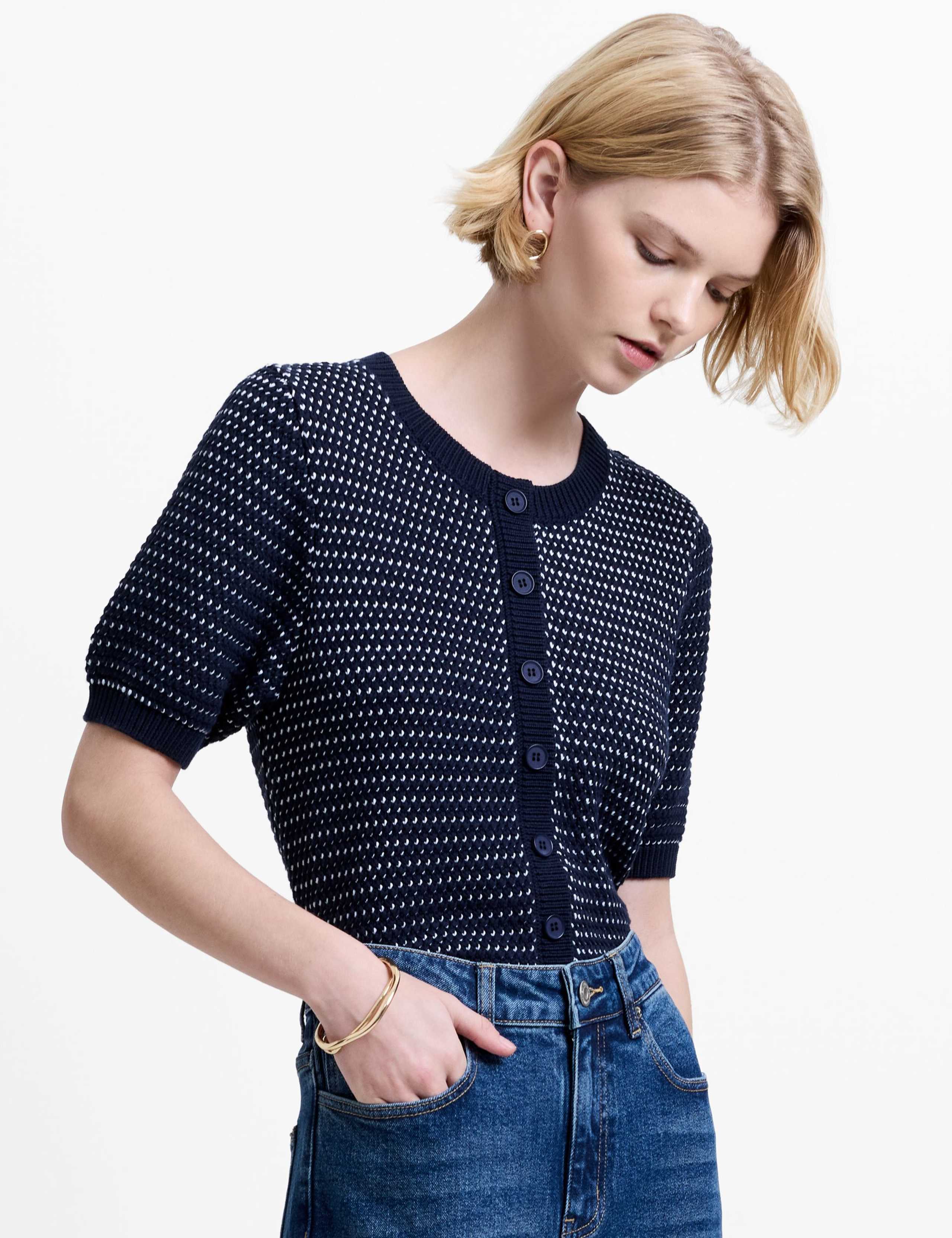 Cotton Rich Textured Cardigan 4 of 6