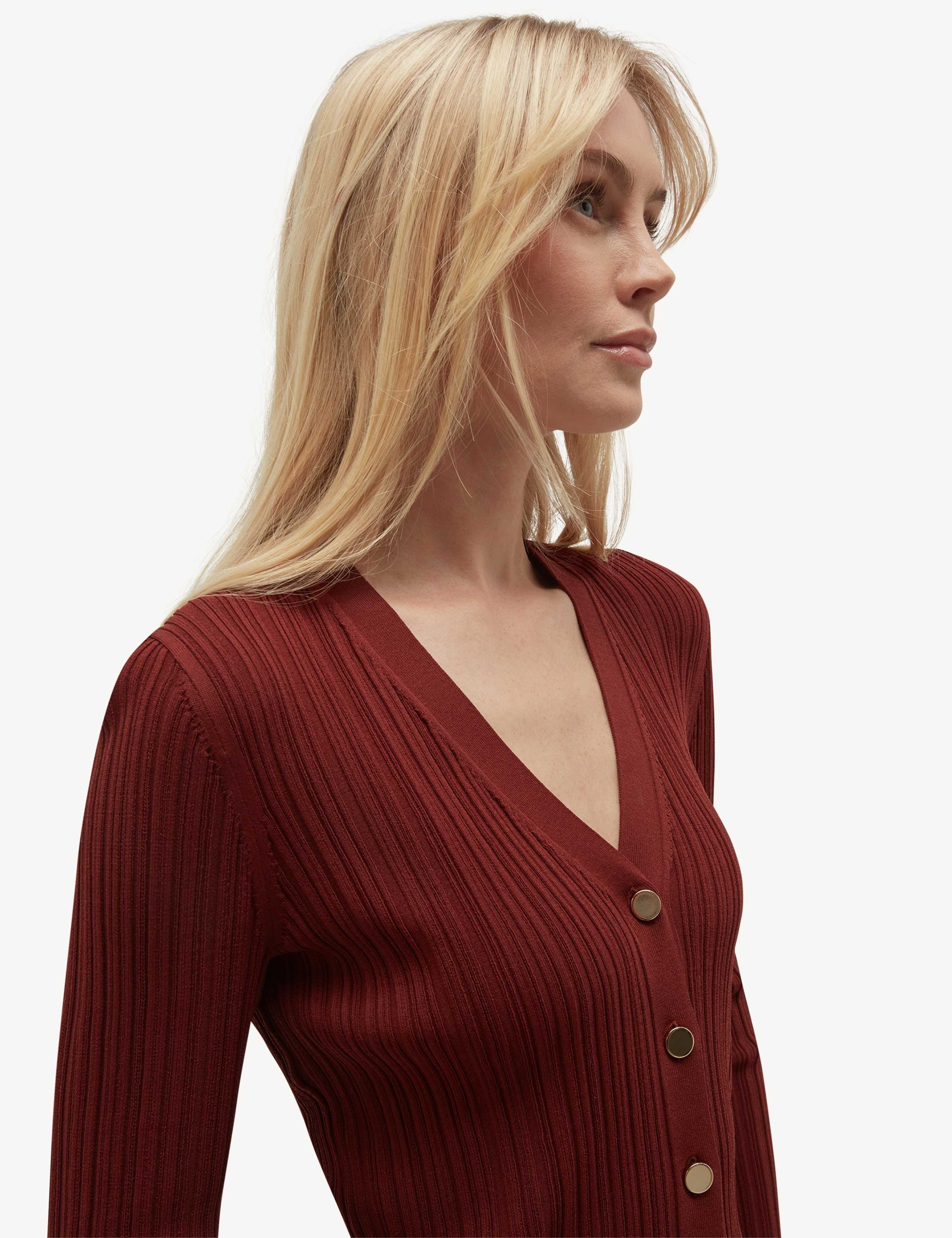 Ribbed V-Neck Cardigan 3 of 5
