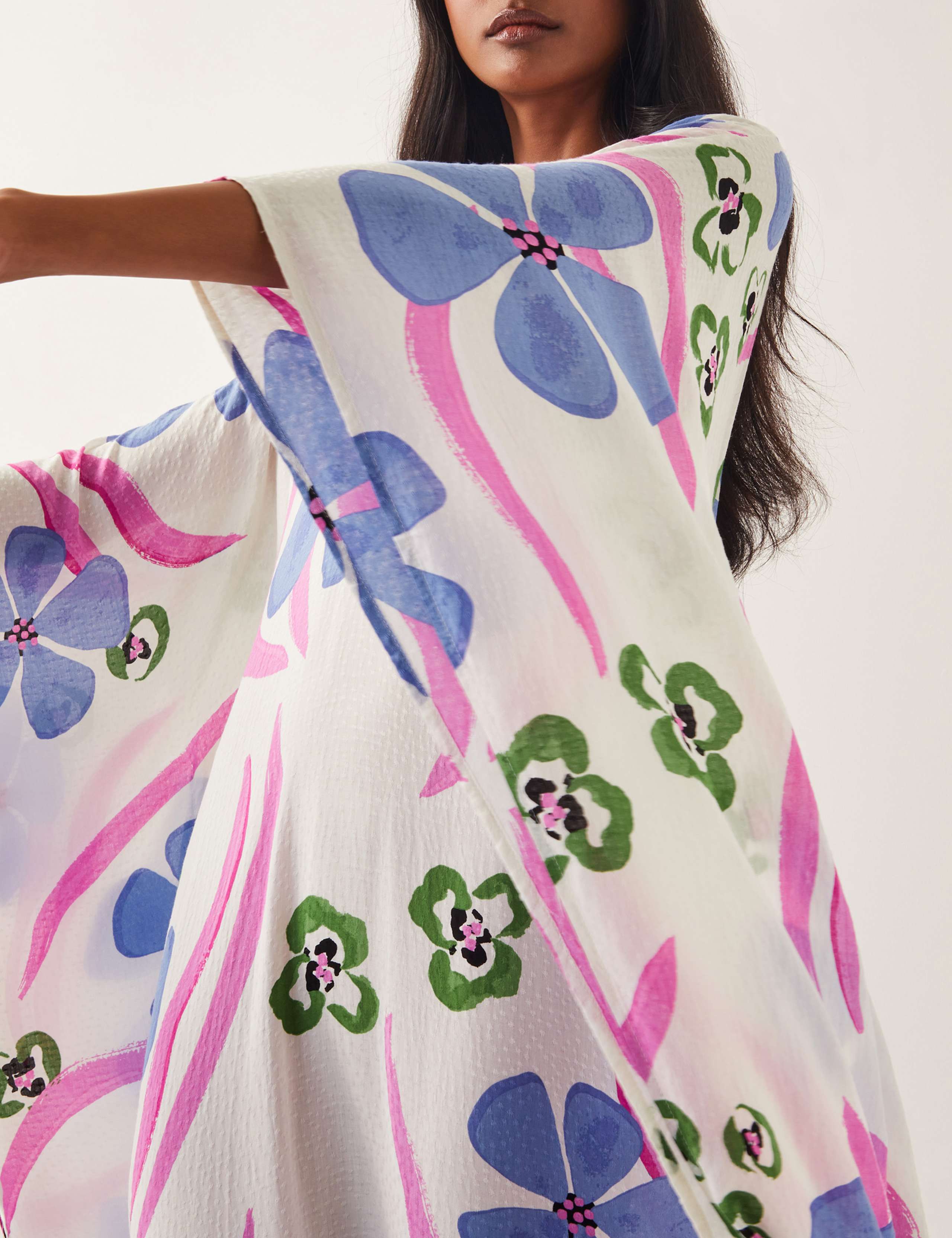 Floral V-Neck Beach Cover Up Kaftan 2 of 4