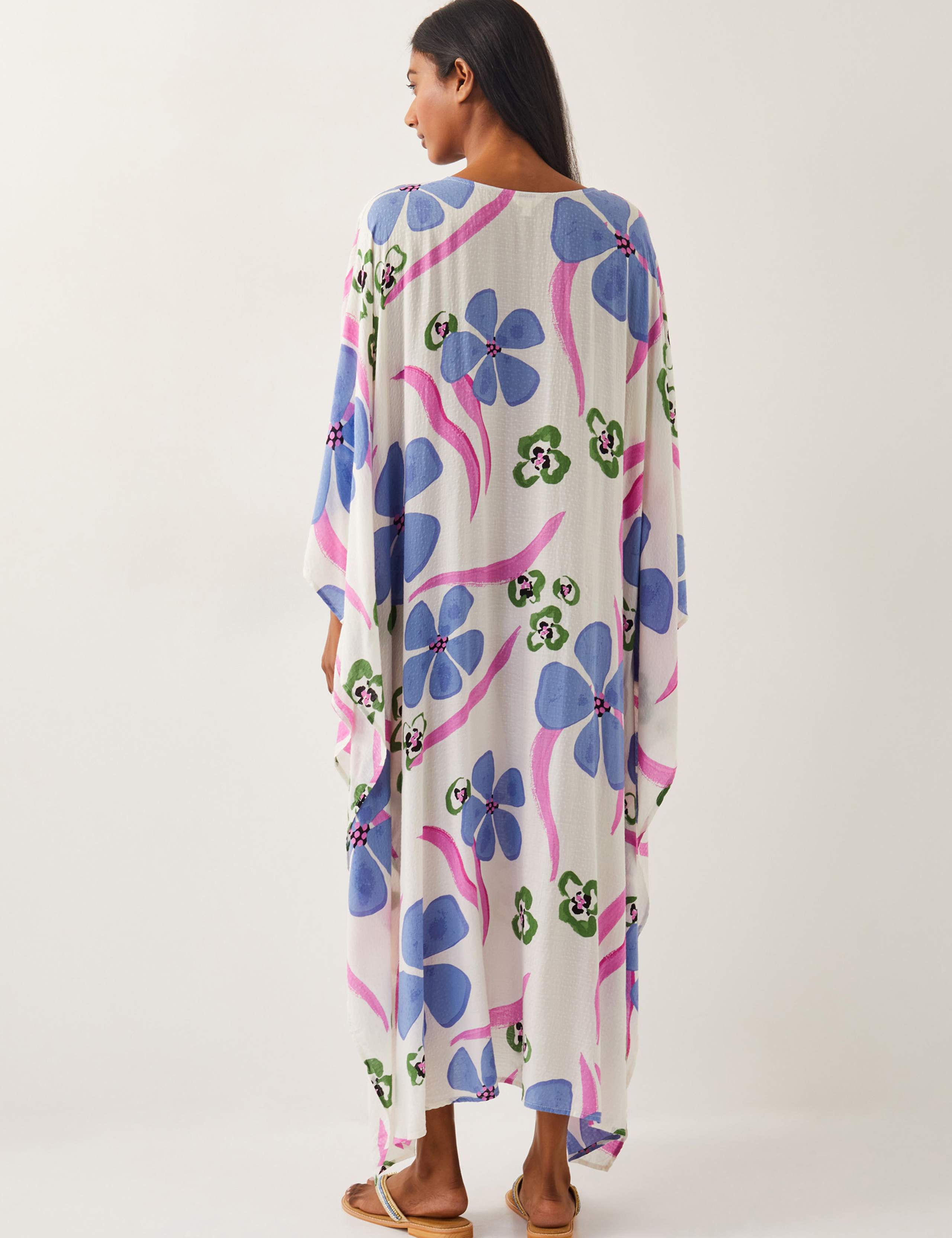 Floral V-Neck Beach Cover Up Kaftan 4 of 4
