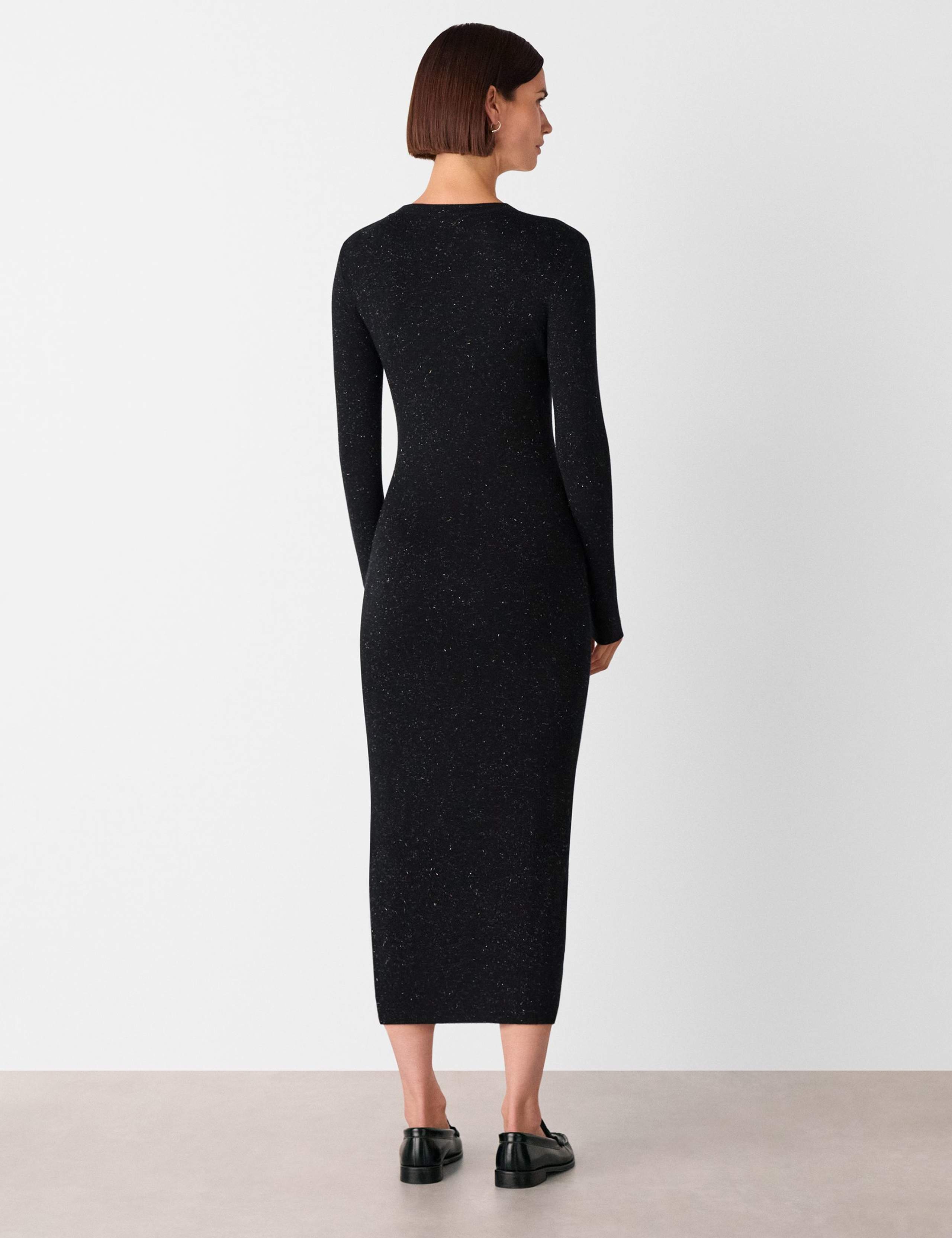 Crew Neck Sparkly Knitted Midi Jumper Dress 3 of 4