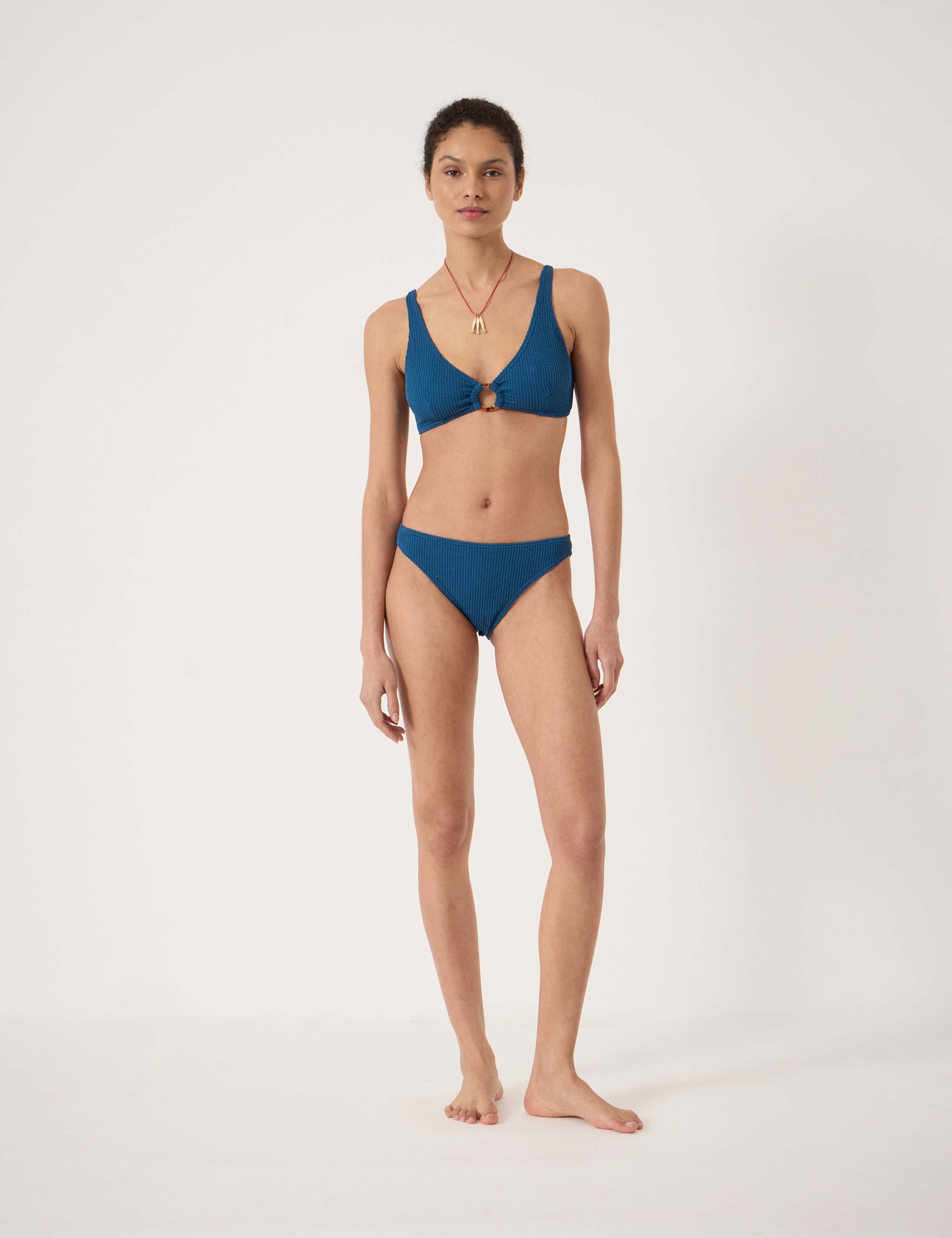 Crinkle Textured Ring Detail Bikini Top 3 of 5