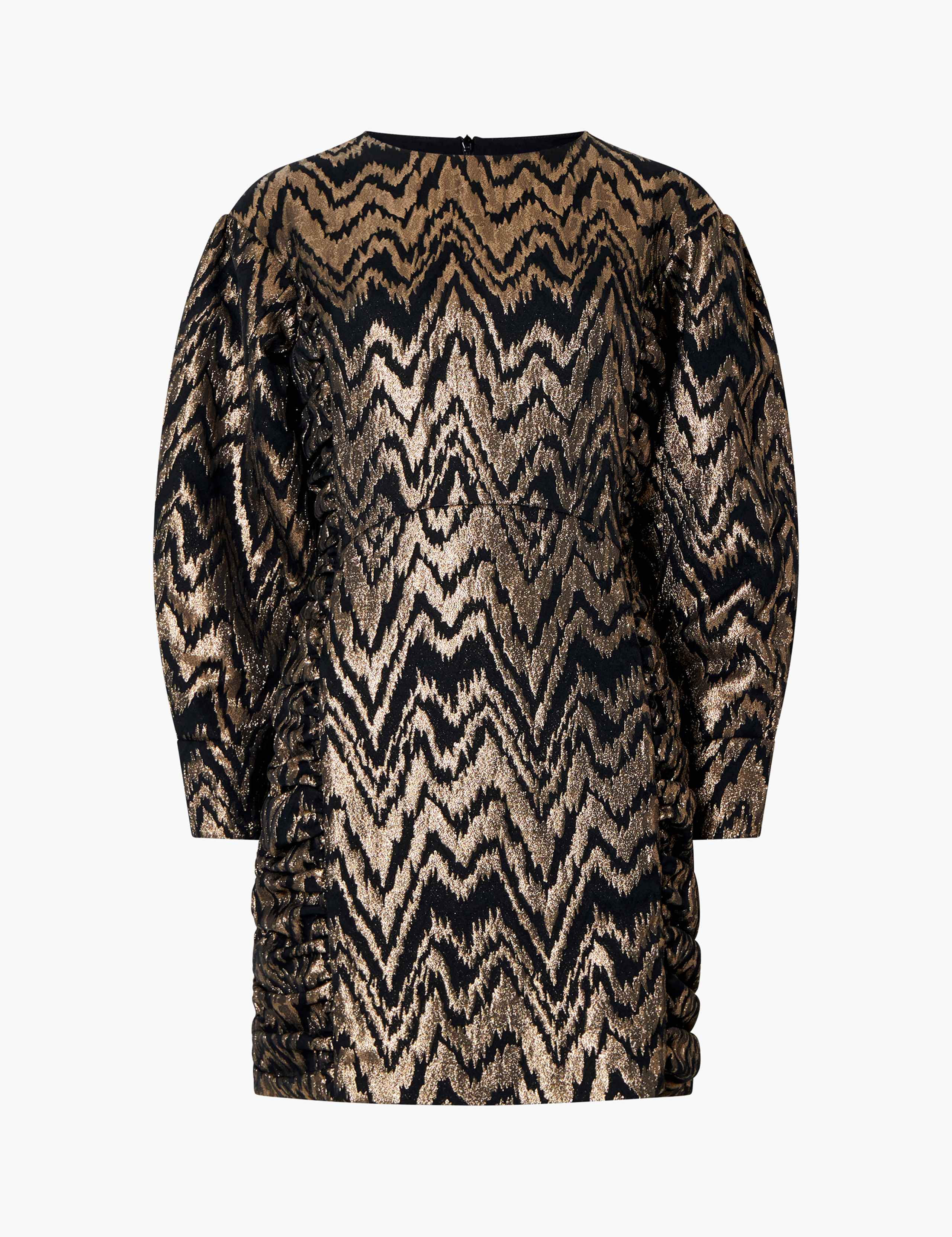 Jacquard Puff Sleeve Mini Swing Dress 2 of 3