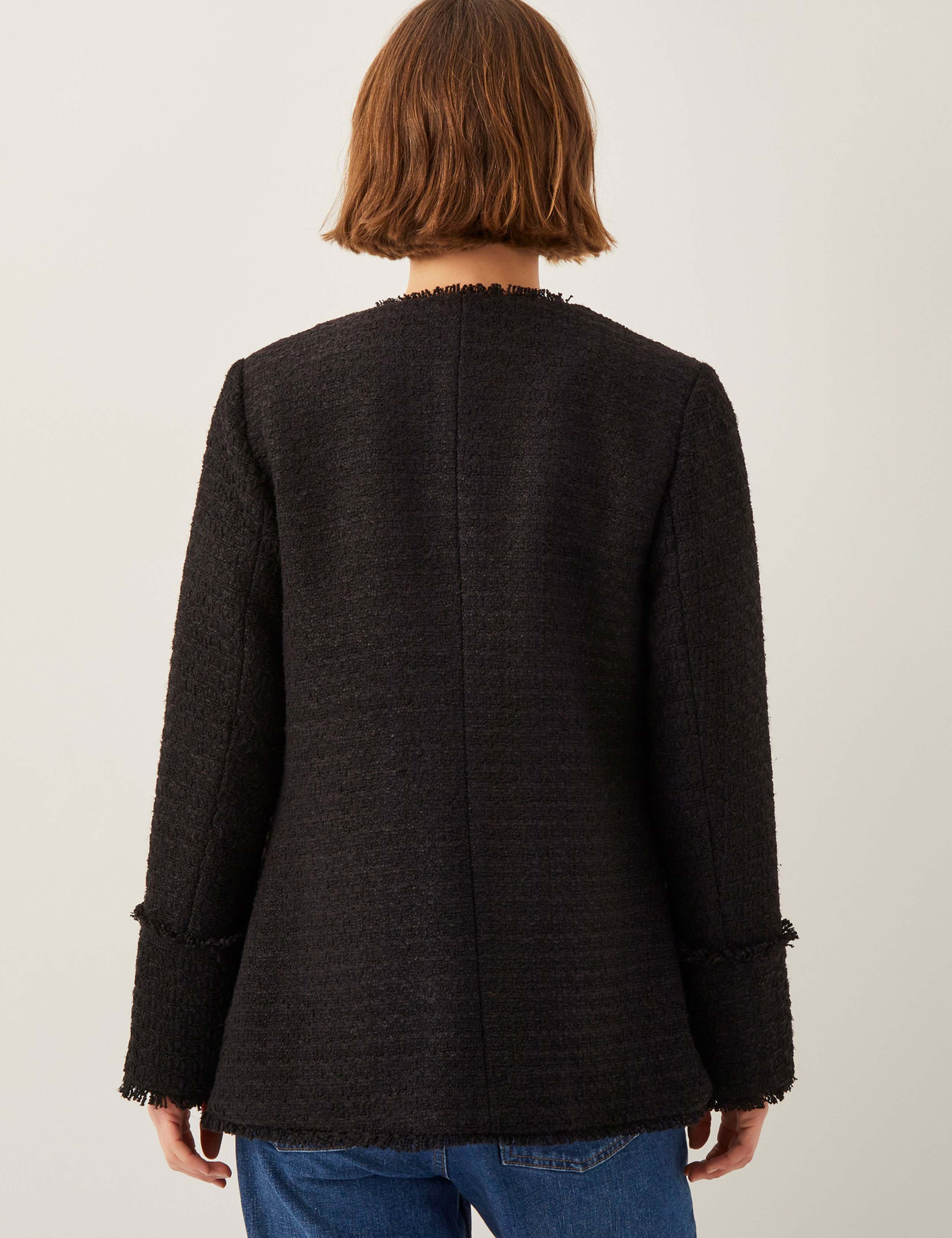 Tweed Textured Collarless Blazer 4 of 4