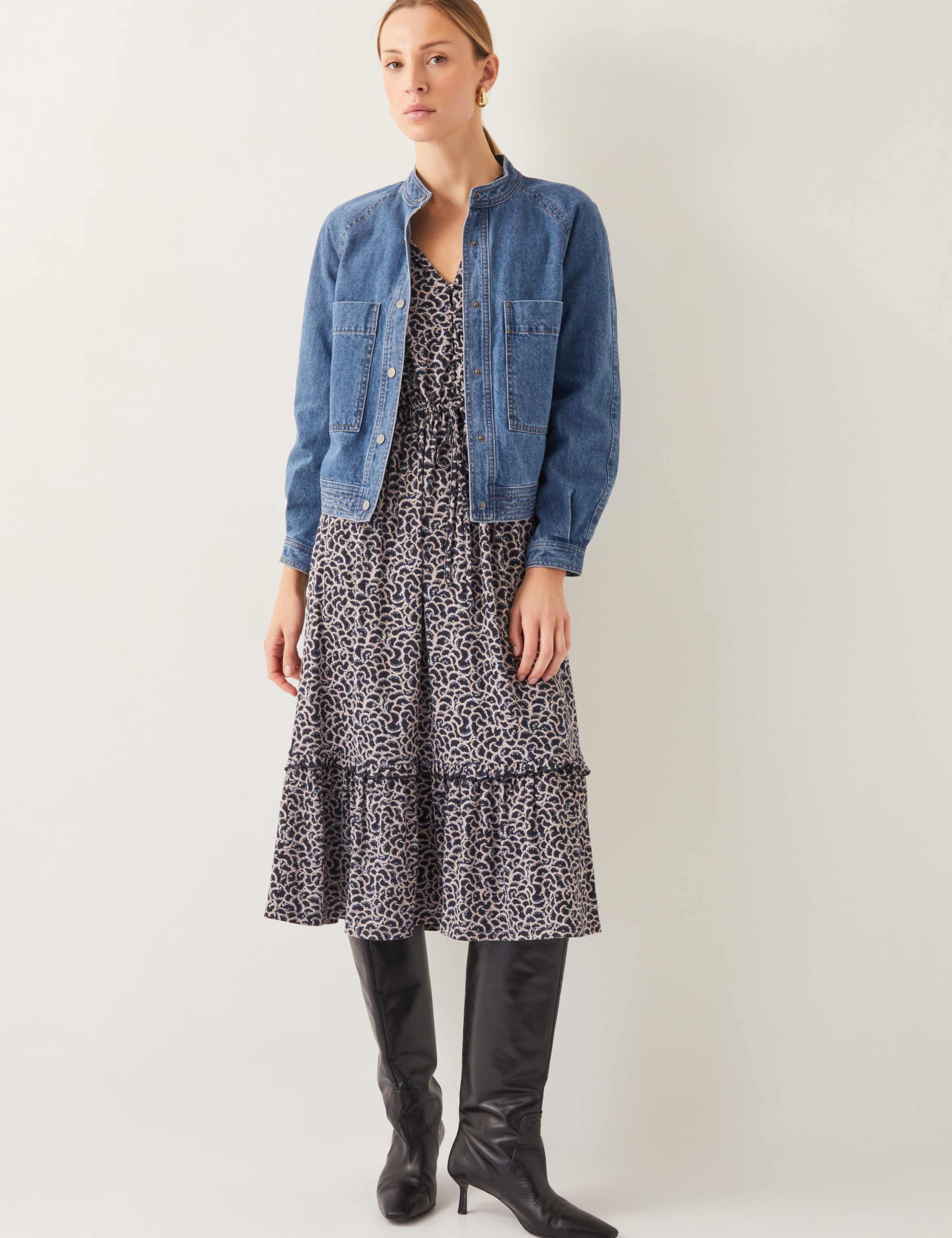 Pure Cotton Denim Bomber Jacket 4 of 5