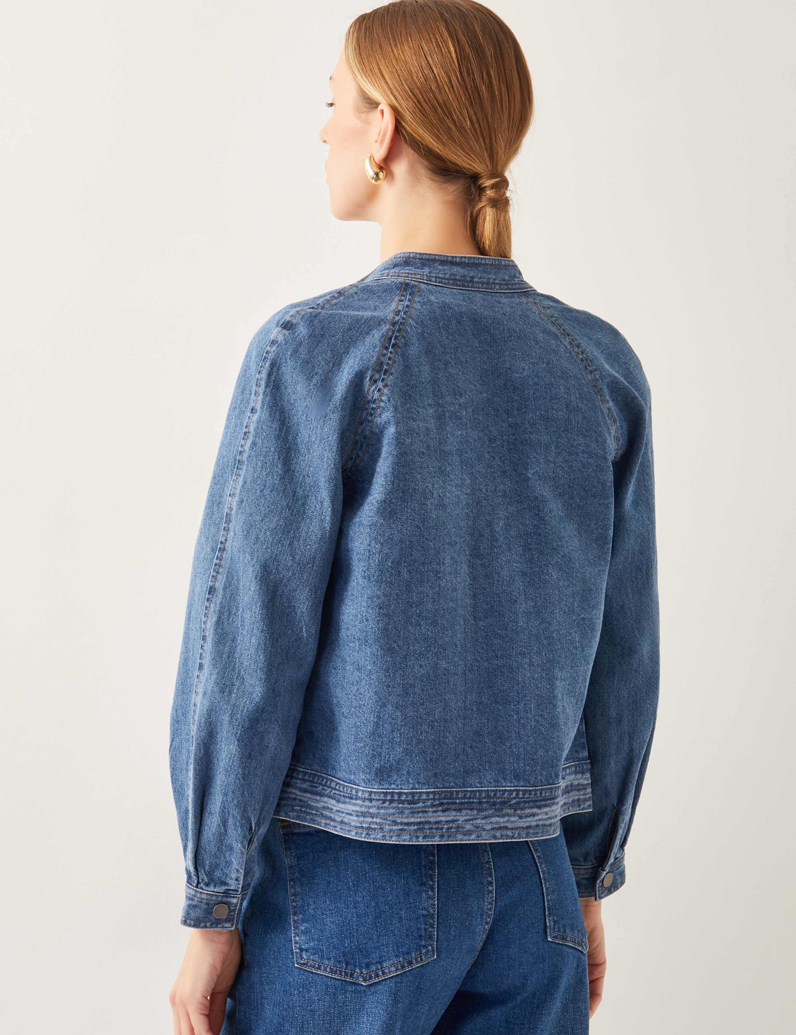 Pure Cotton Denim Bomber Jacket 5 of 5