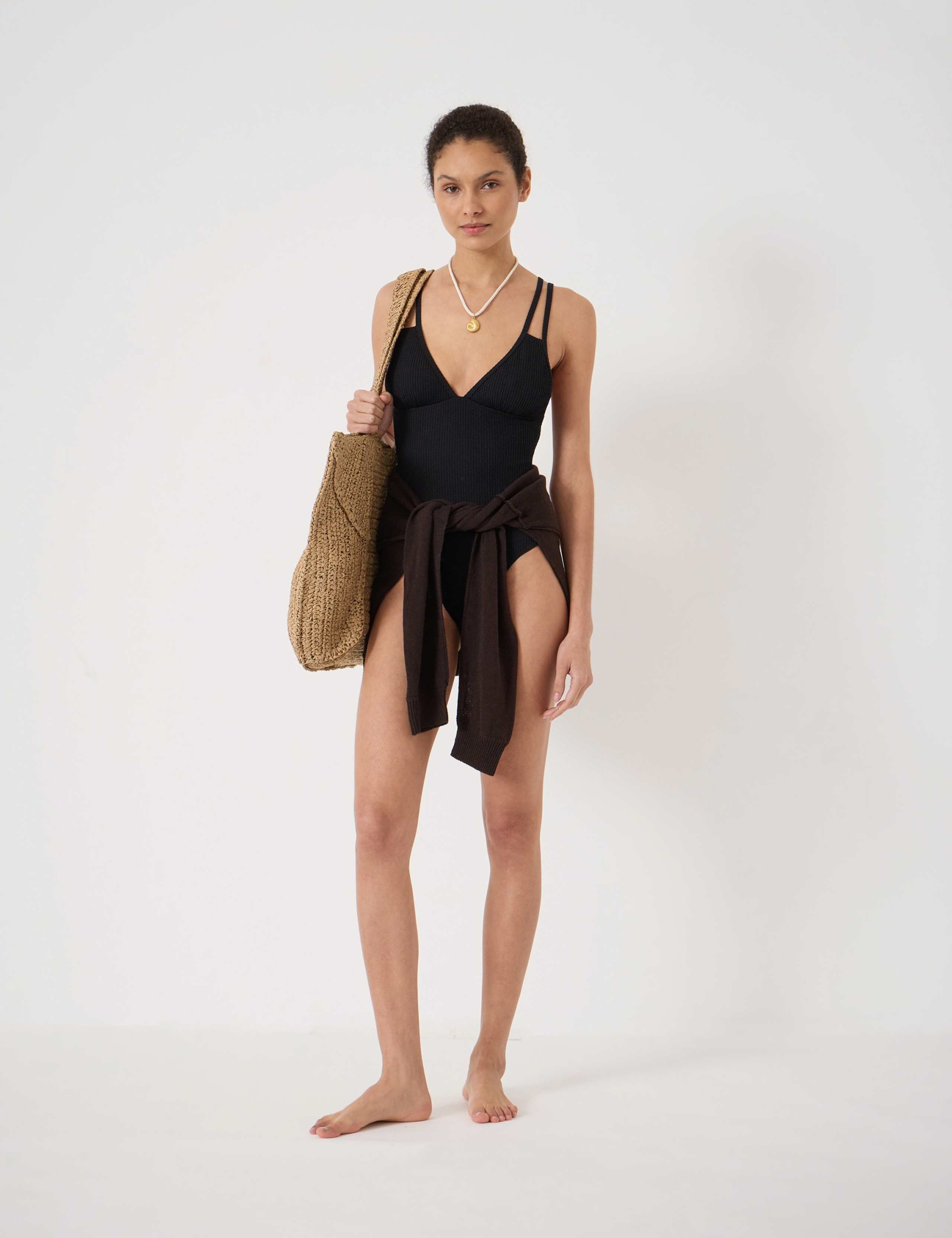 Crinkle Double Strap V-Neck Swimsuit 4 of 6