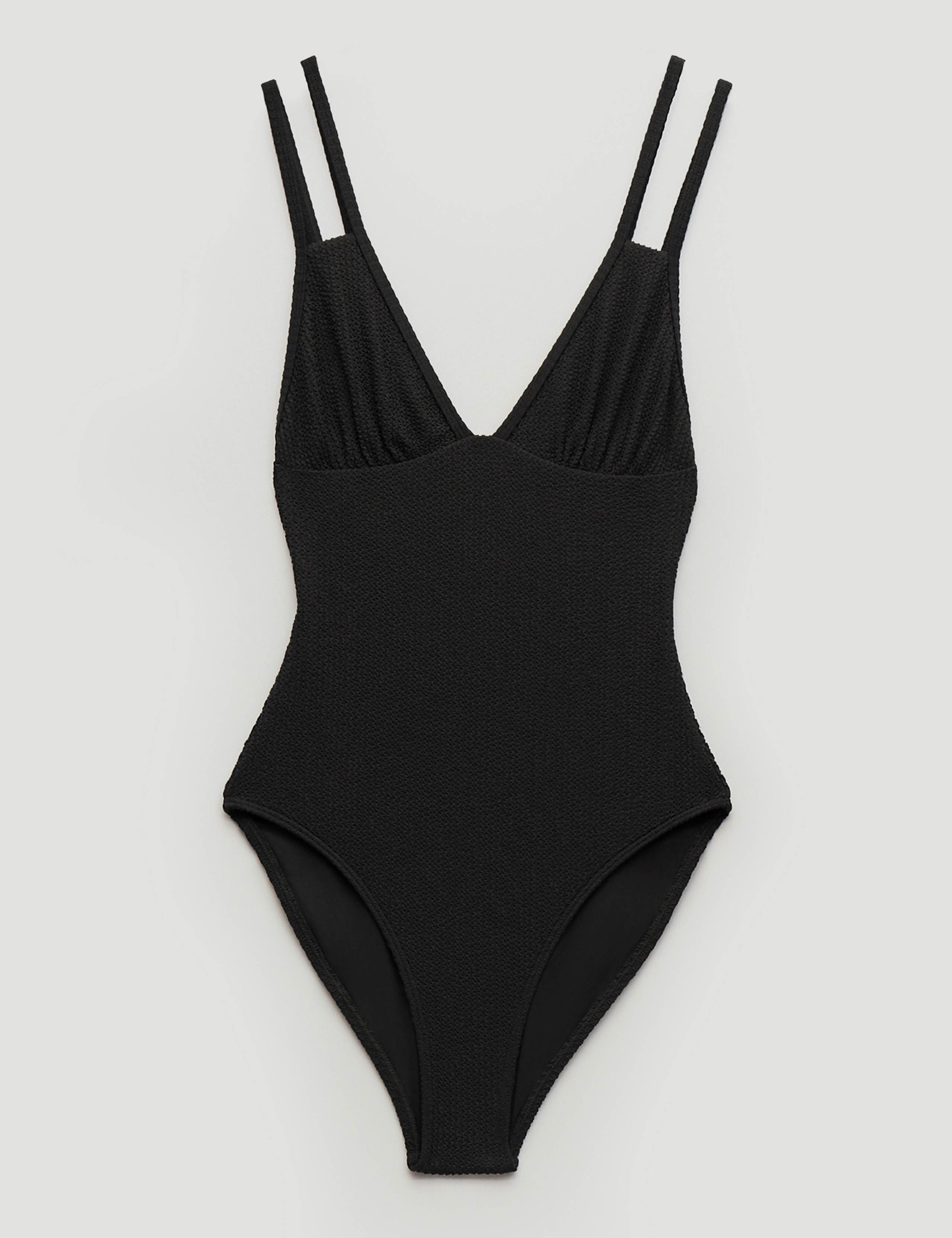 Crinkle Double Strap V-Neck Swimsuit 2 of 6