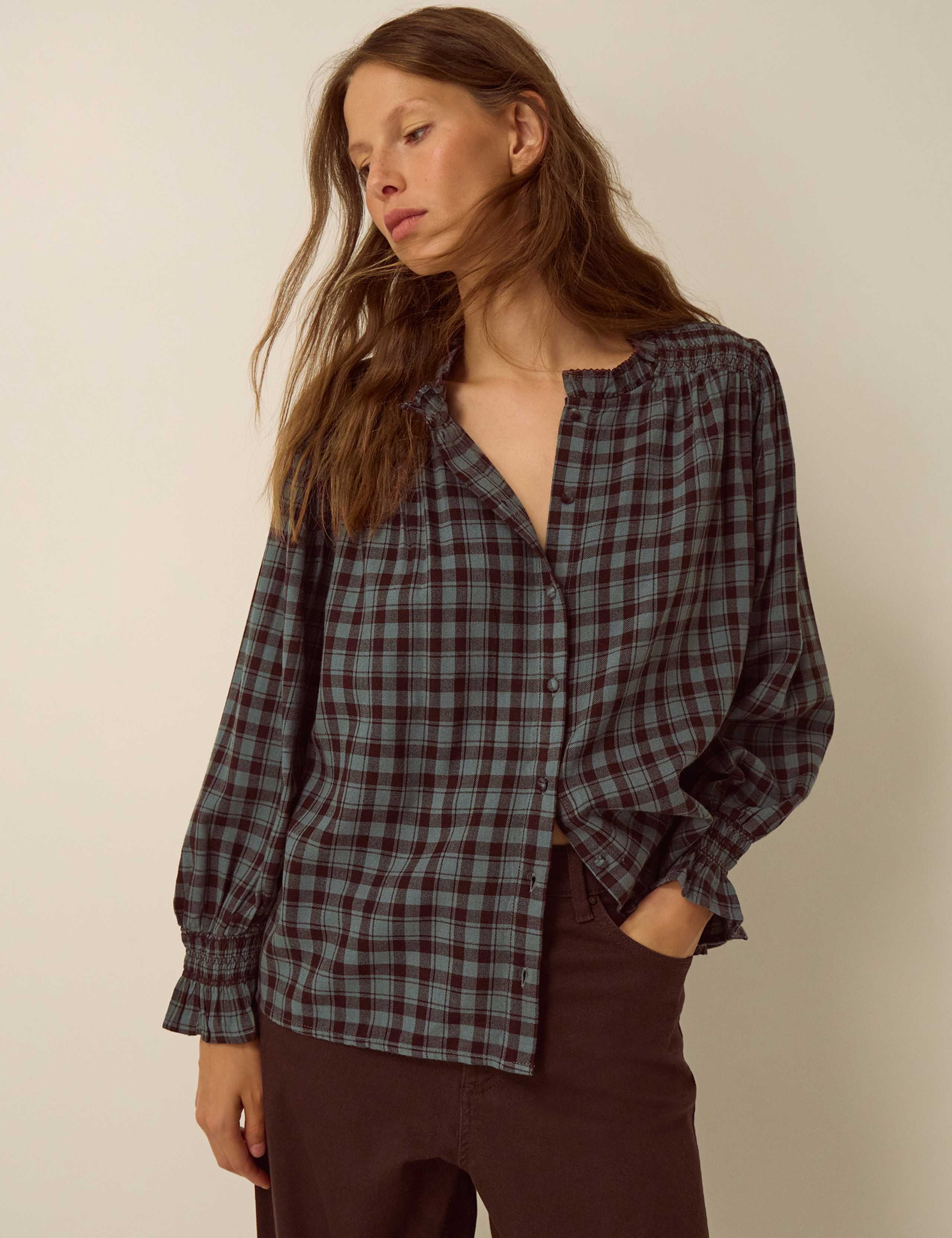 Checked High Neck Blouse 1 of 5