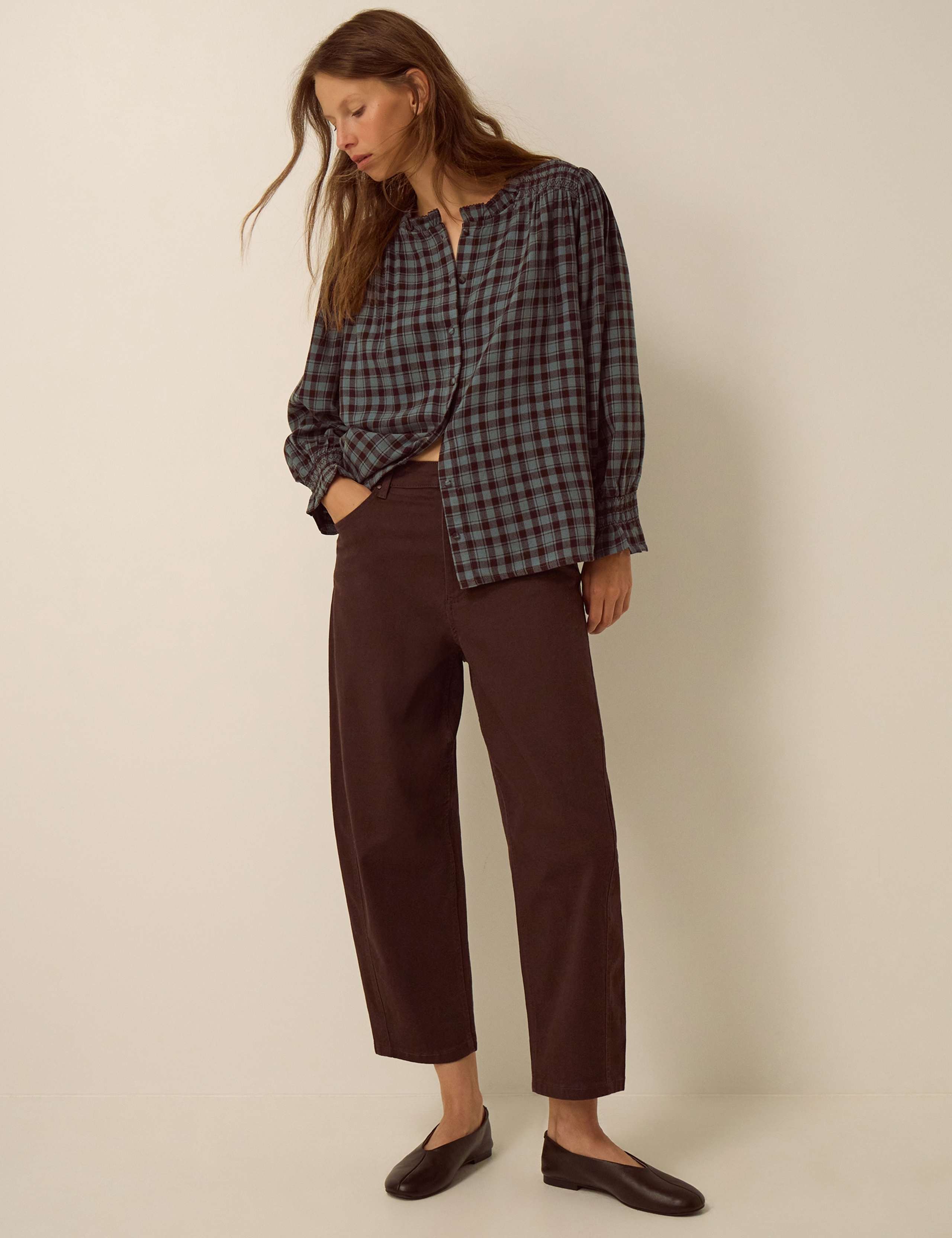 Checked High Neck Blouse 2 of 5