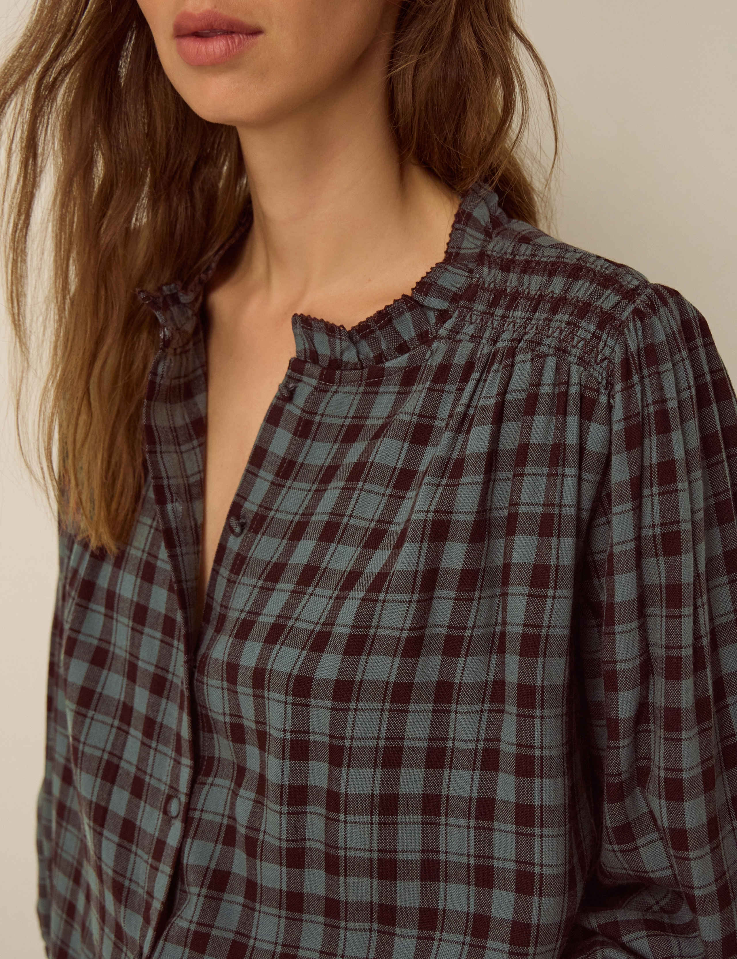 Checked High Neck Blouse 4 of 5