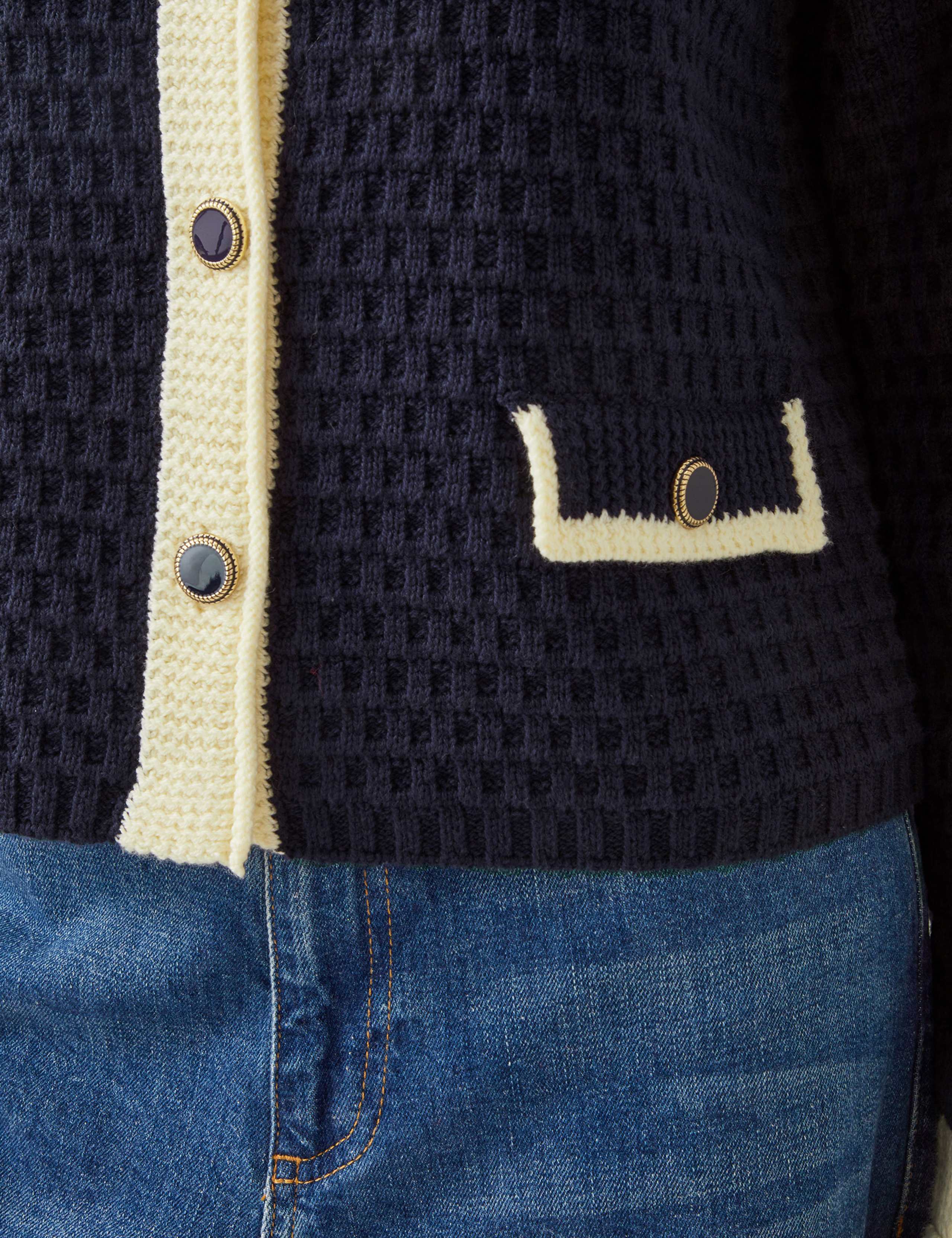 Cotton Rich Textured Collarless Knitted Jacket 2 of 4