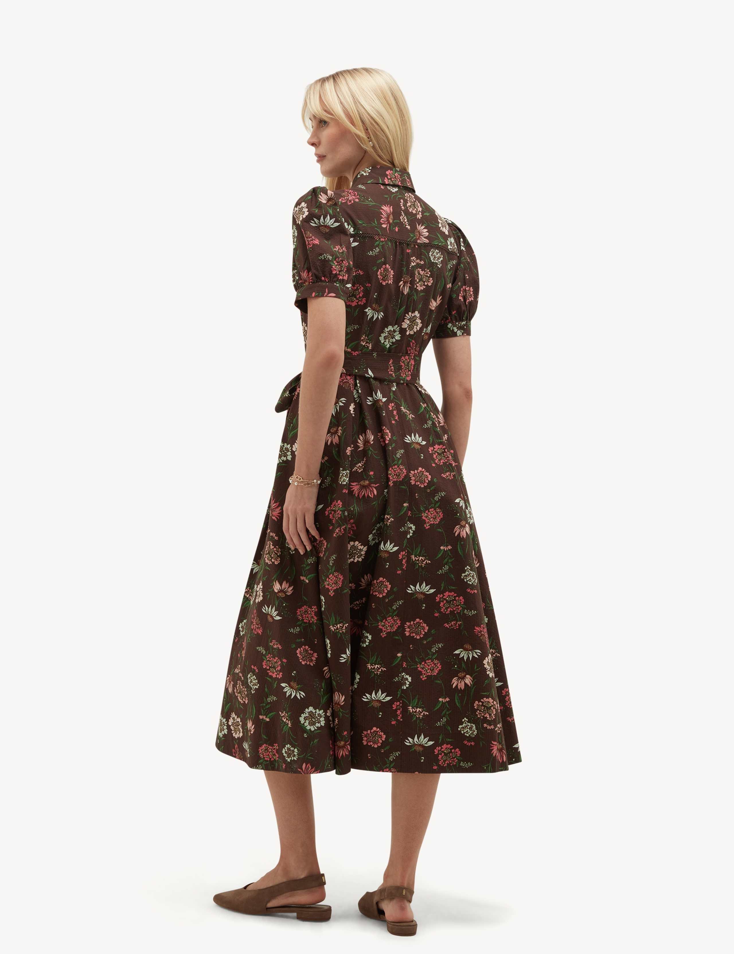 Pure Cotton Floral Midi Shirt Dress 5 of 6