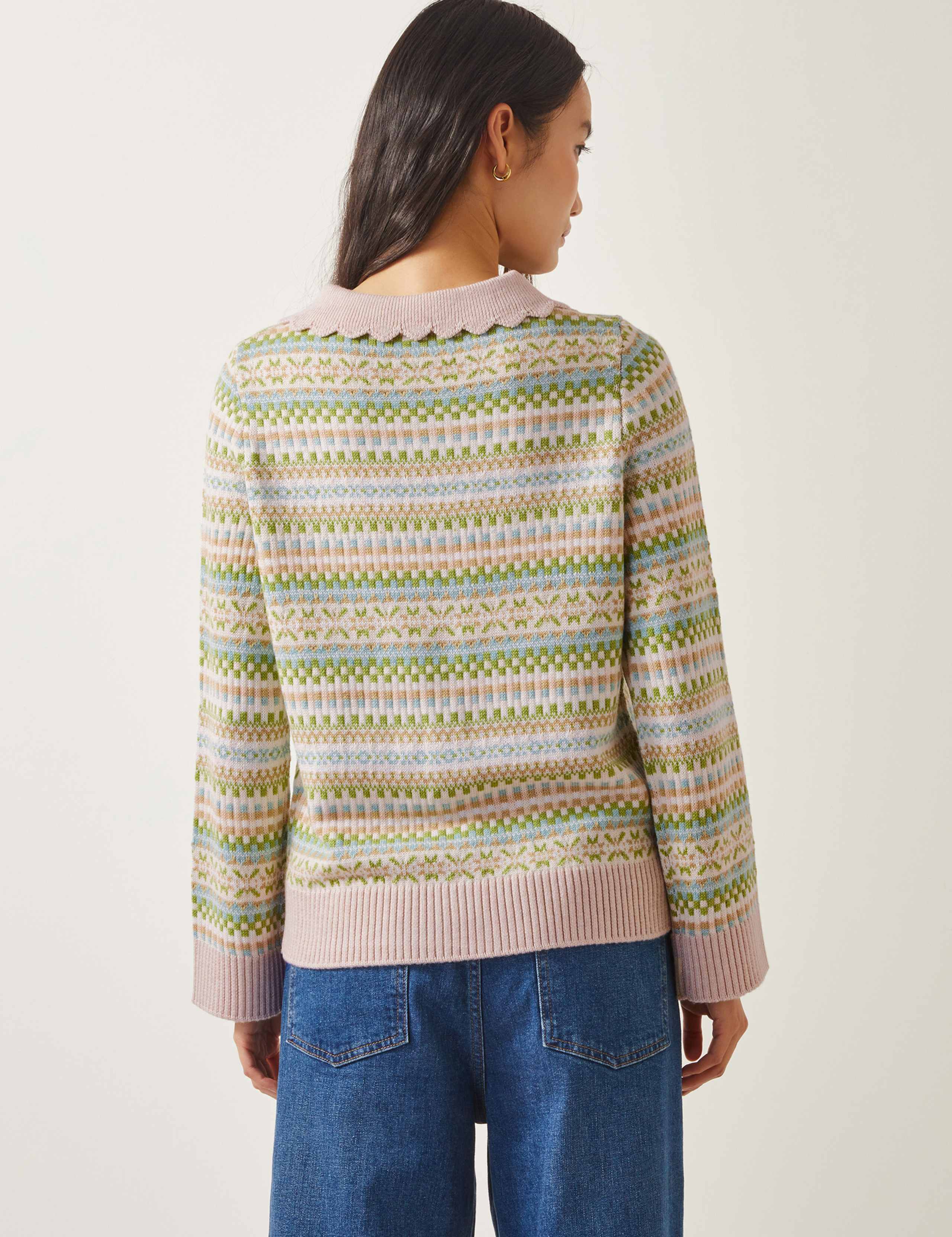 Fair Isle Collared Cardigan with Wool 4 of 4