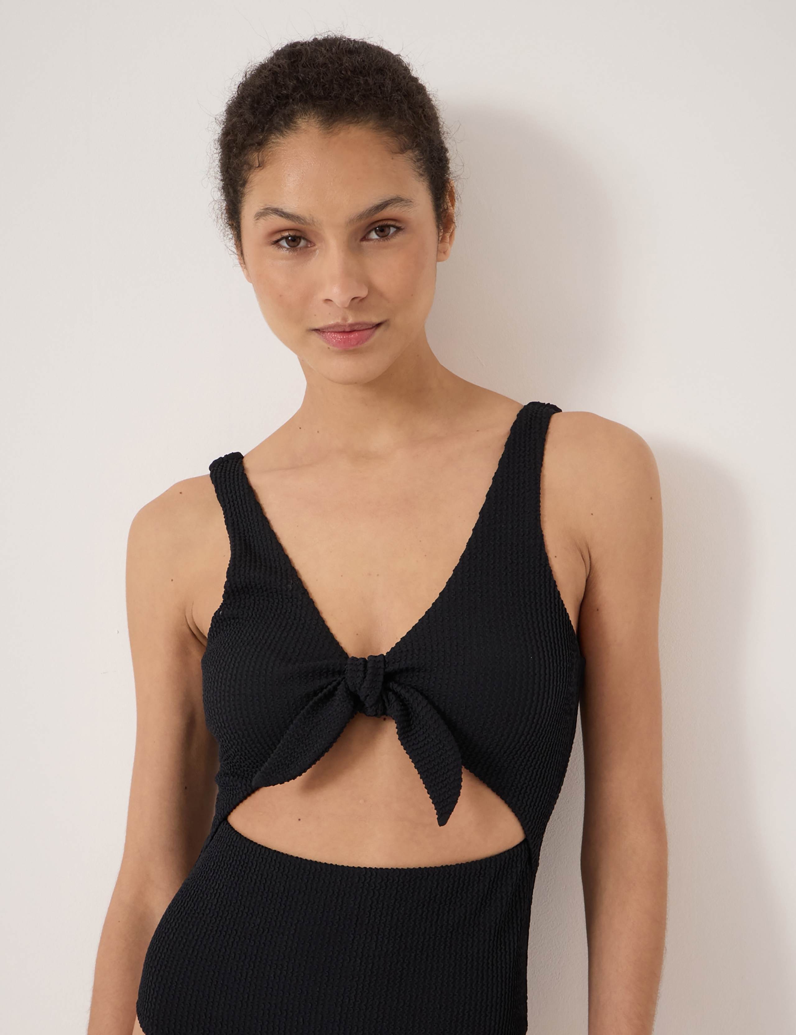 Crinkle Tie Detail Scoop Neck Swimsuit 4 of 5