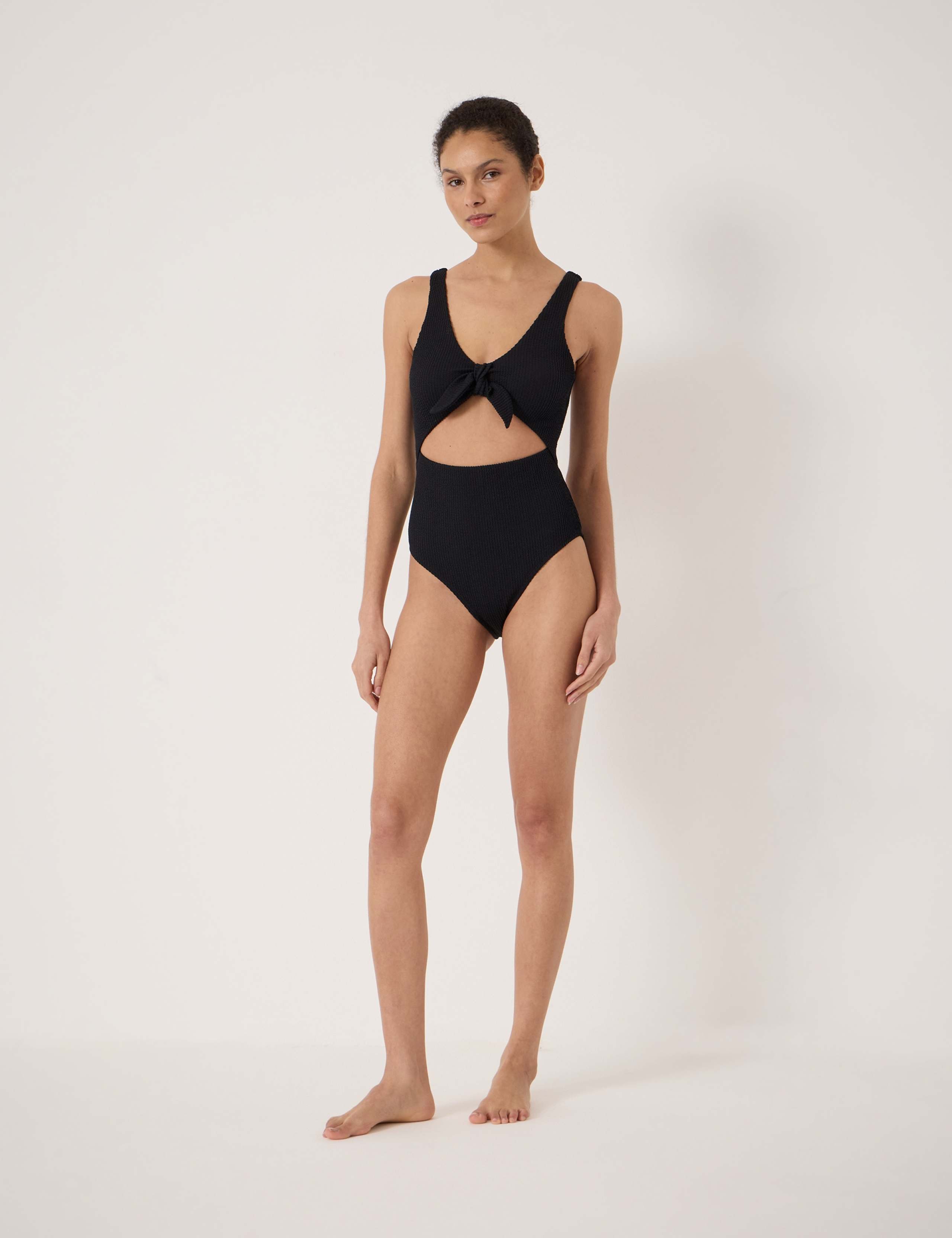 Crinkle Tie Detail Scoop Neck Swimsuit 5 of 5