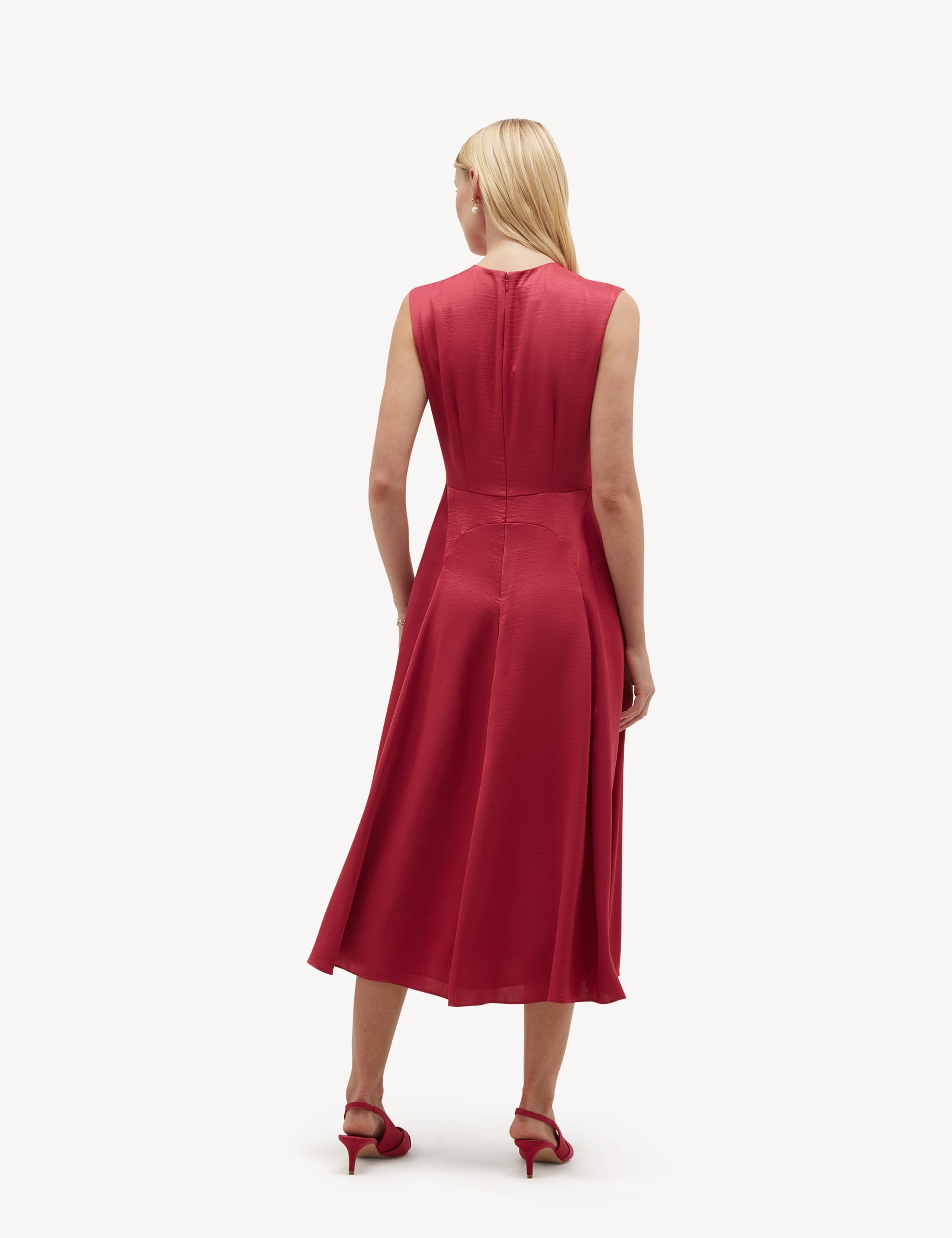 Satin Crew Neck Midi Skater Dress 4 of 5