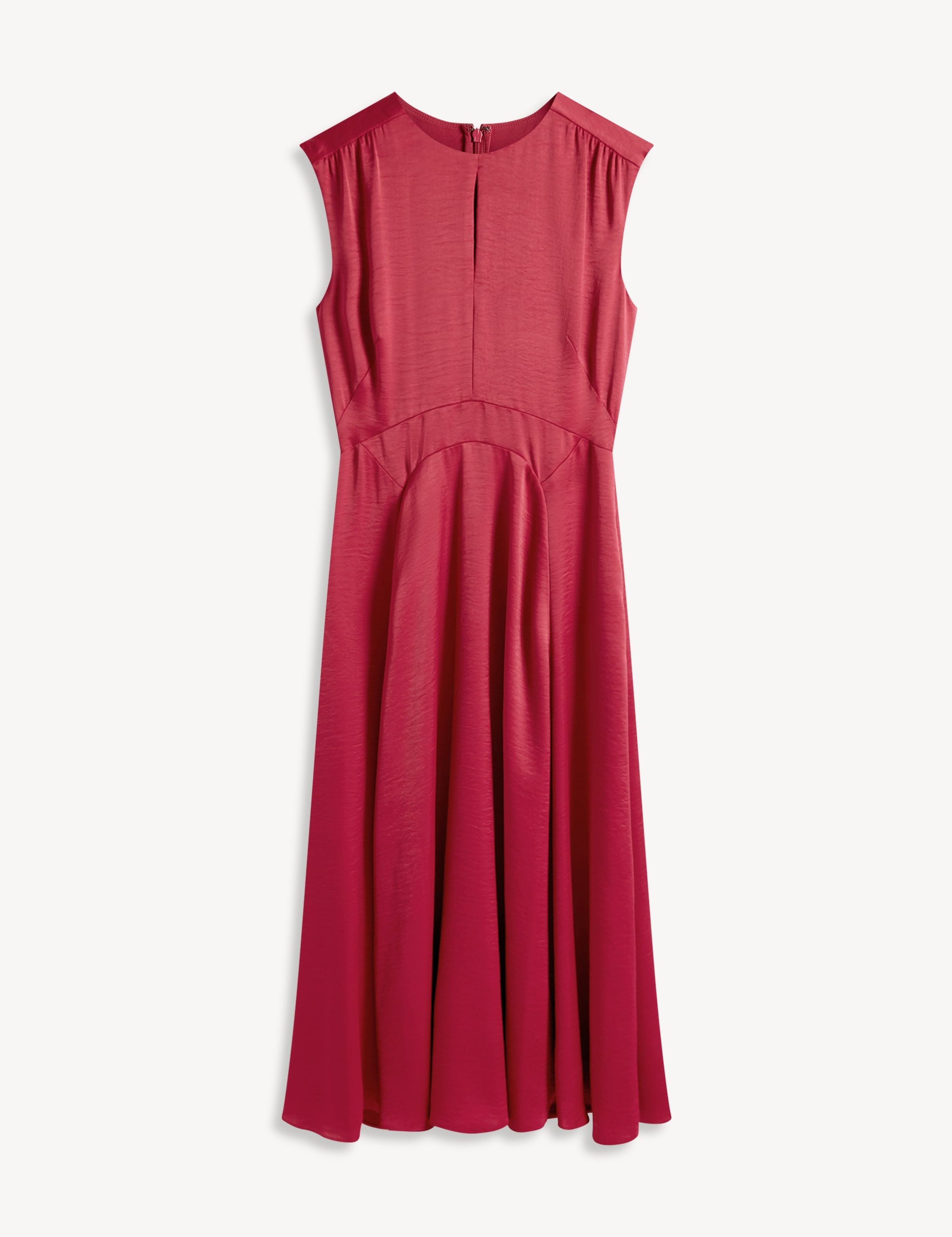 Satin Crew Neck Midi Skater Dress 2 of 5