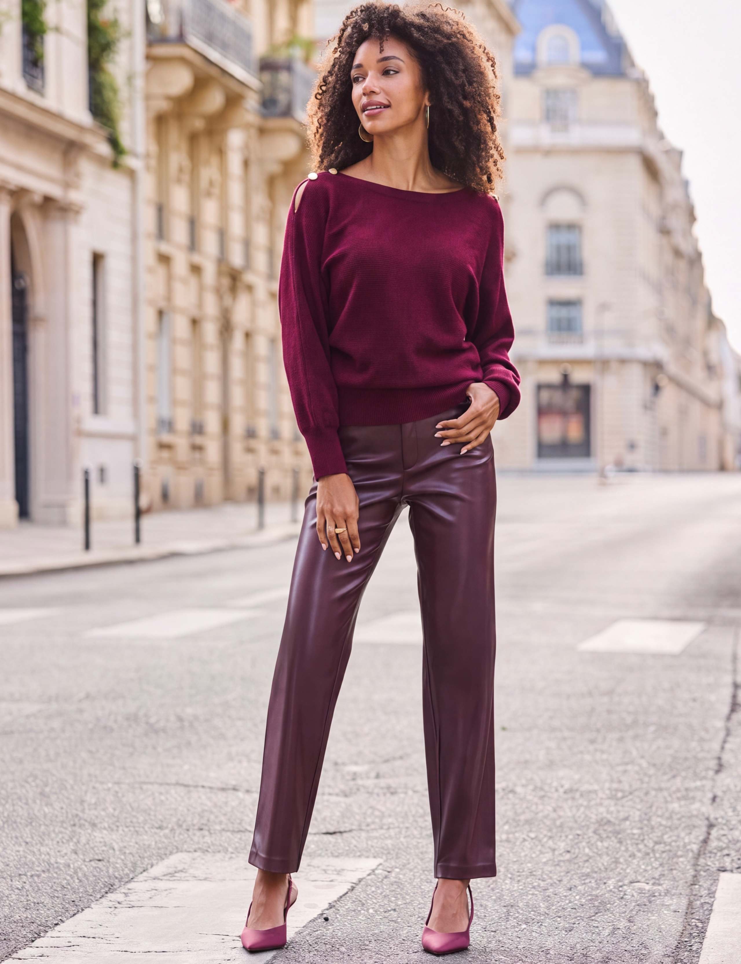 Leather Look Straight Leg Trousers 2 of 6