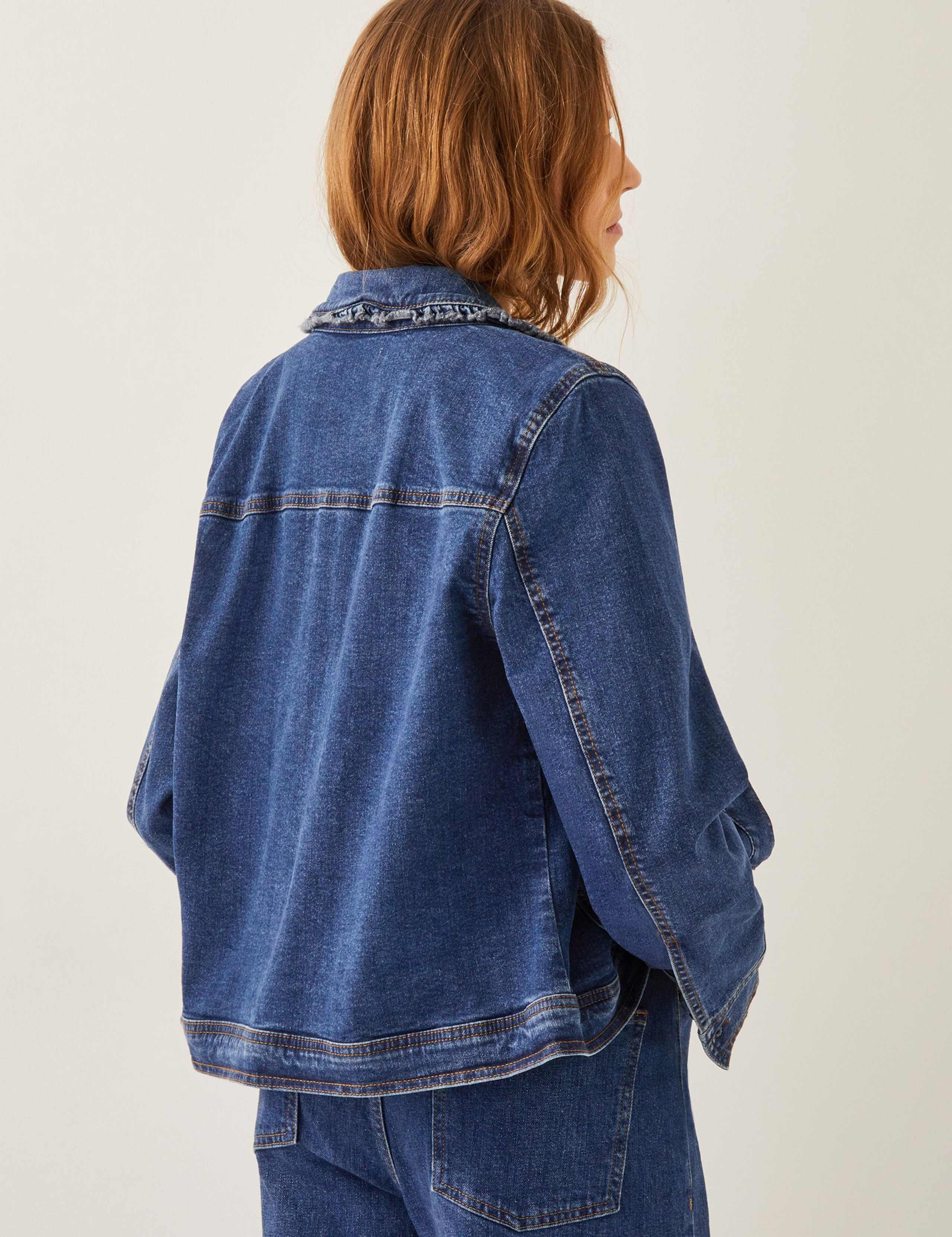 Denim Frill Detail Collared Jacket 2 of 4