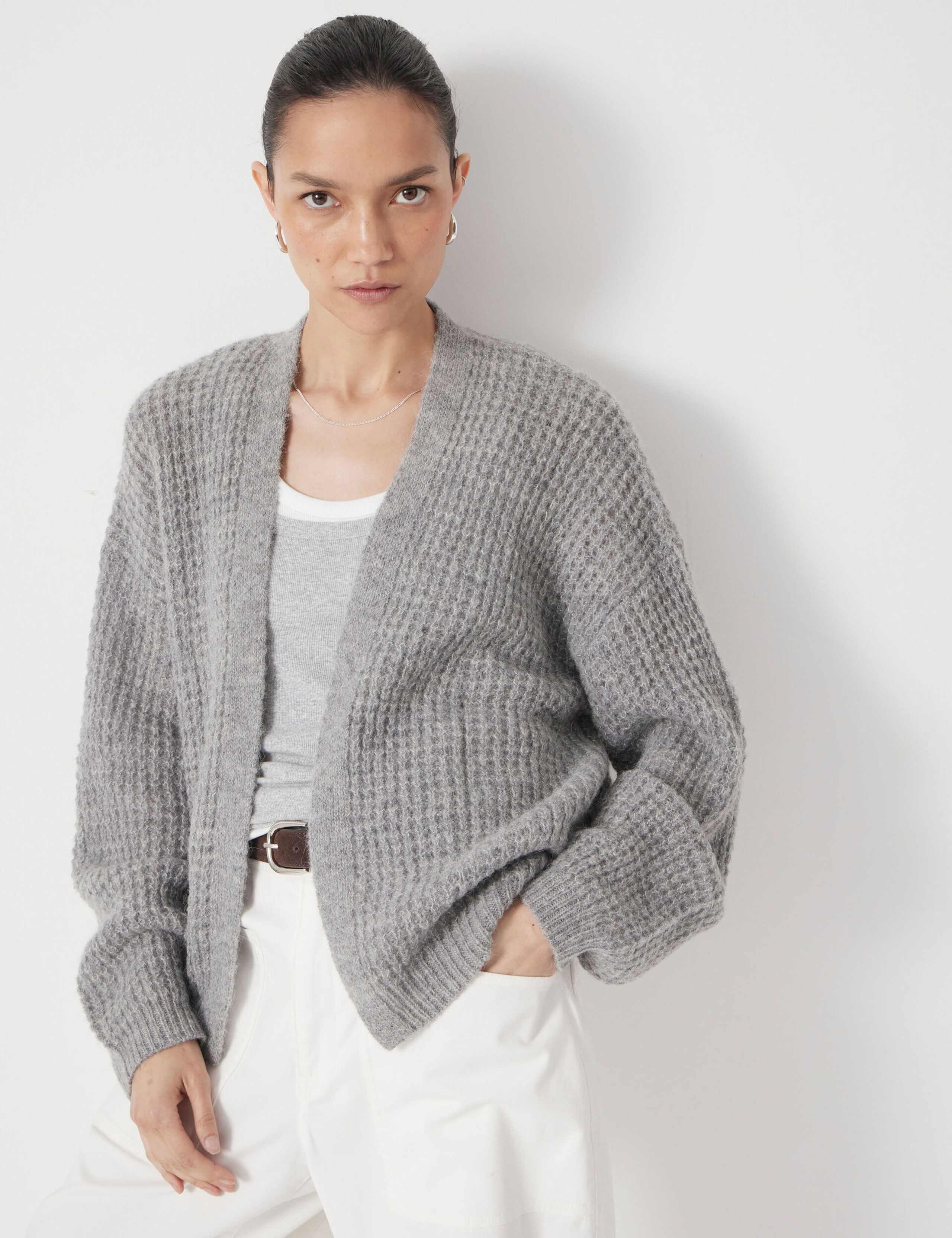 Waffle Stitch Edge to Edge Cardigan 5 of 5