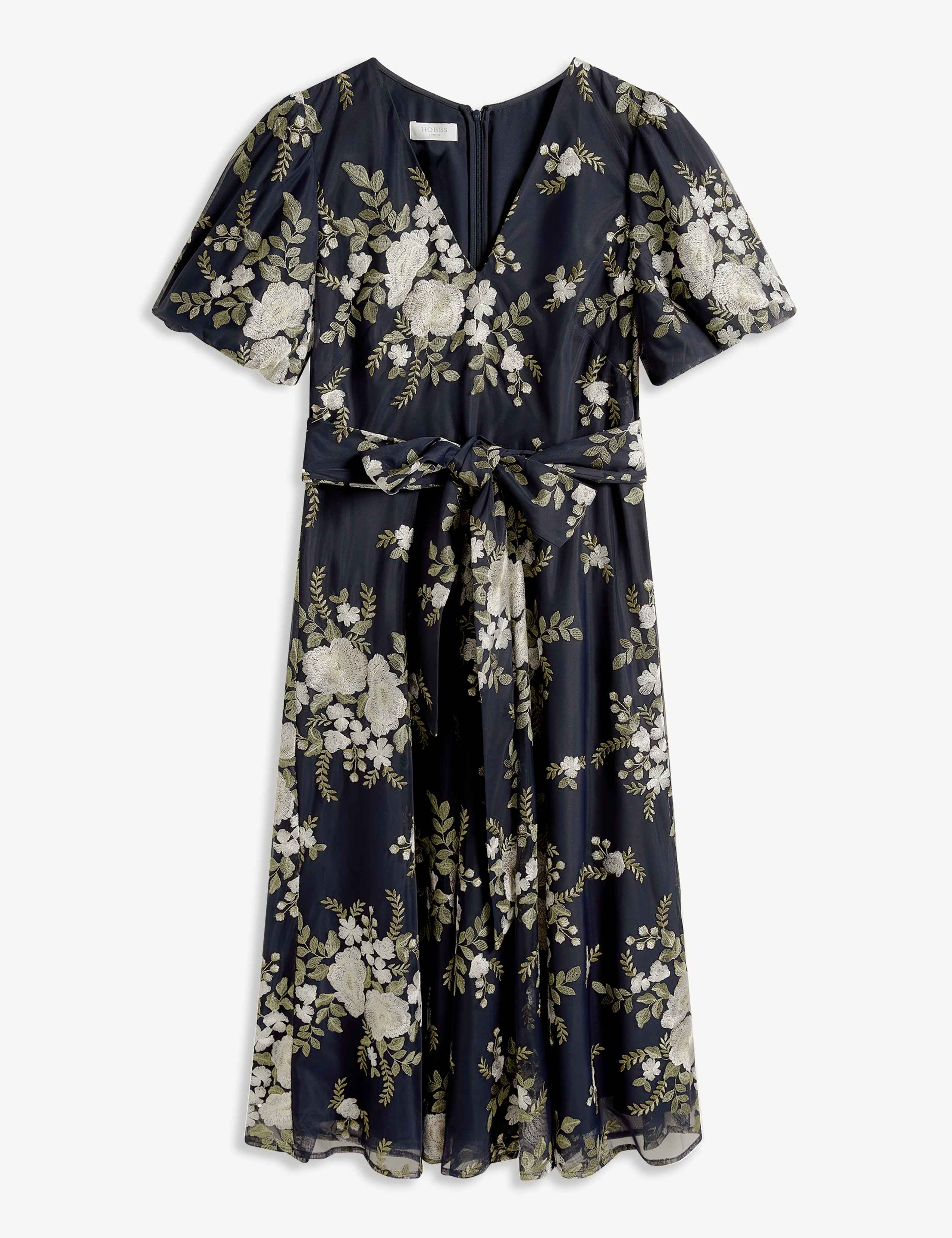 Embroidered Floral V-Neck Midi Skater Dress 2 of 6