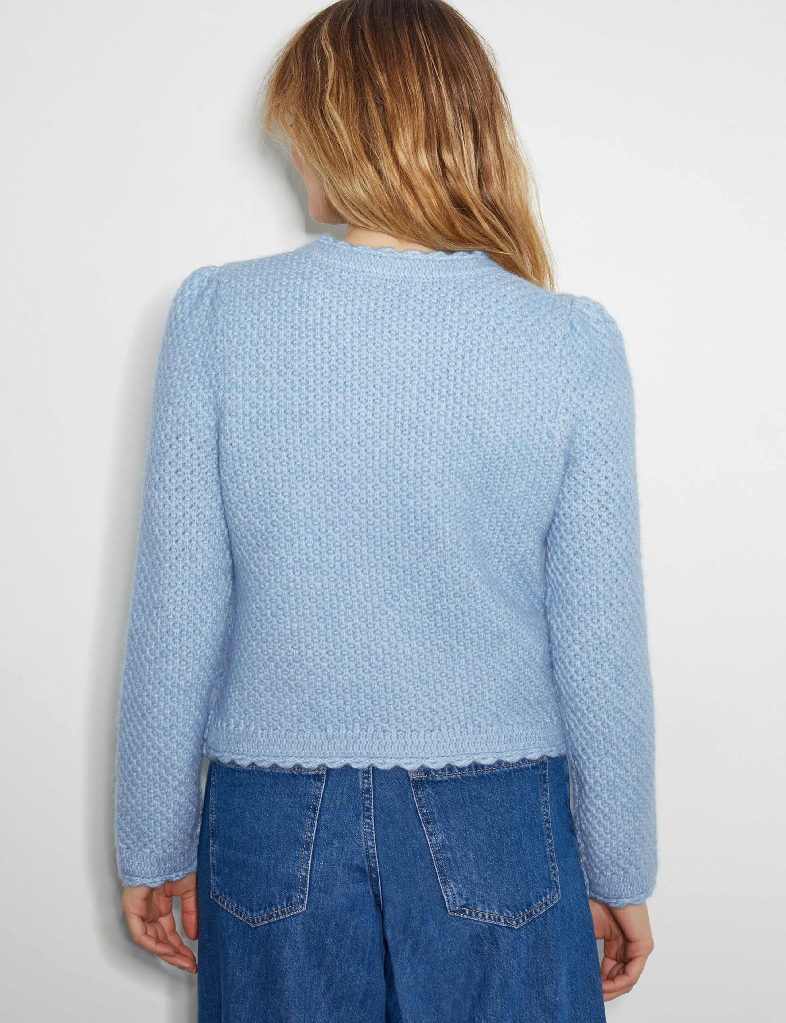 Textured Scallop Edge Cropped Cardigan 4 of 4