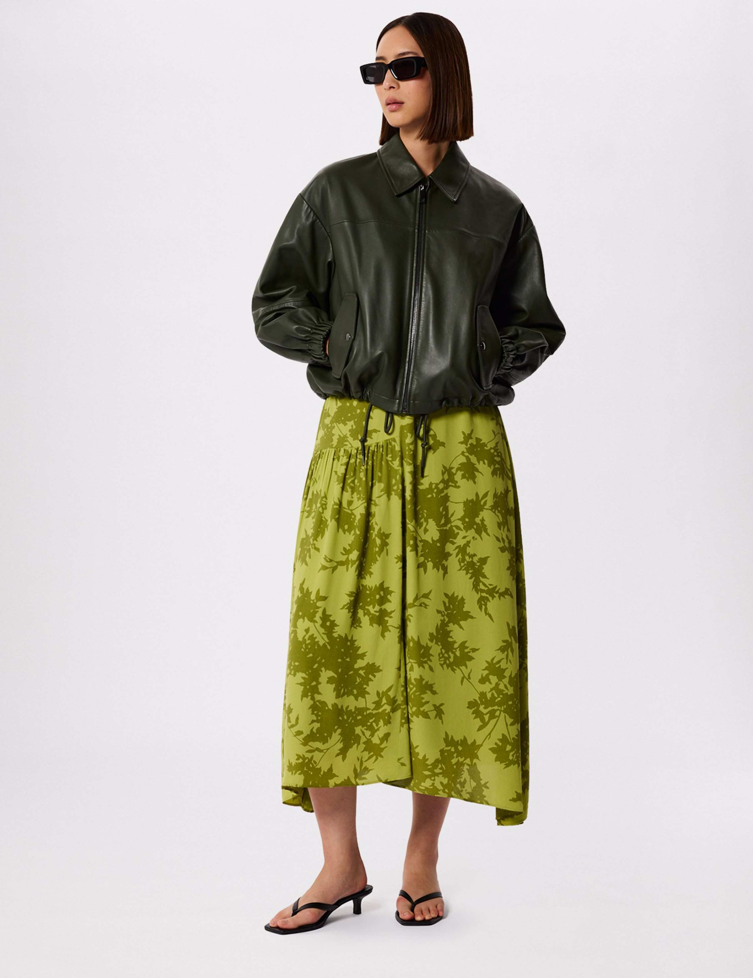 Floral Asymmetric Skirt Midi Skater Dress 3 of 5