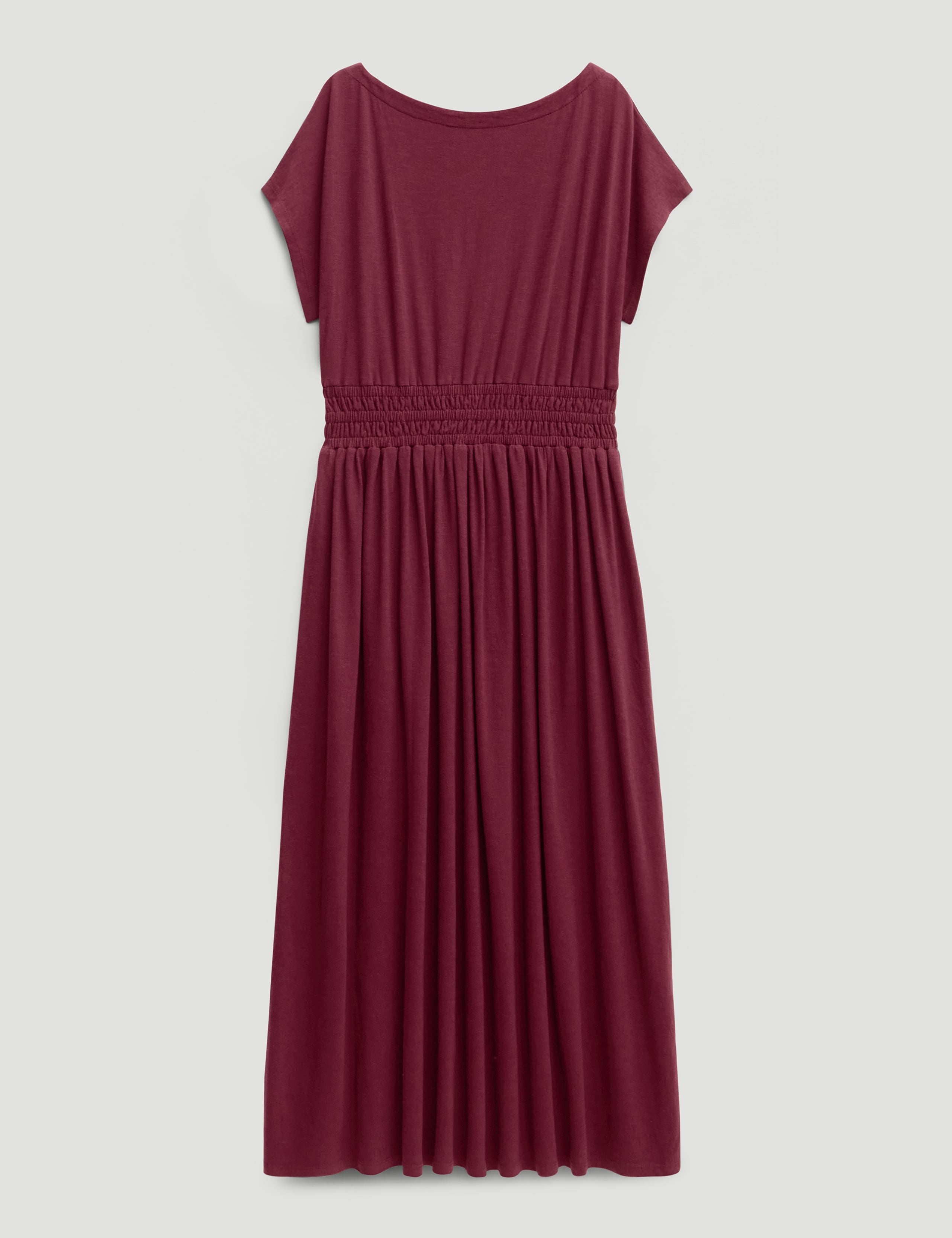 Jersey Slash Neck Midi Waisted Dress 2 of 5