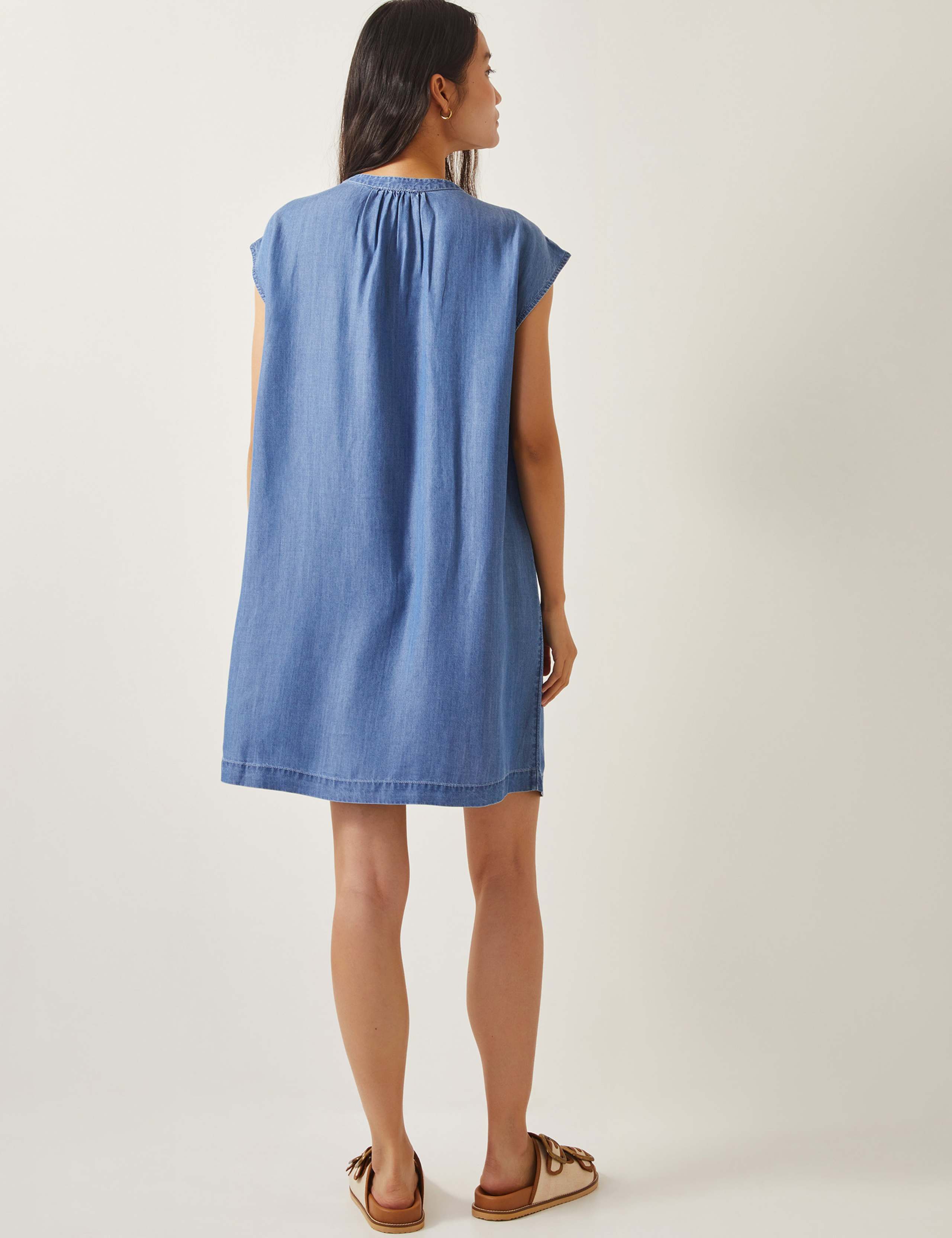 Pure Lyocell Embroidered Tie Neck Mini Dress 4 of 4