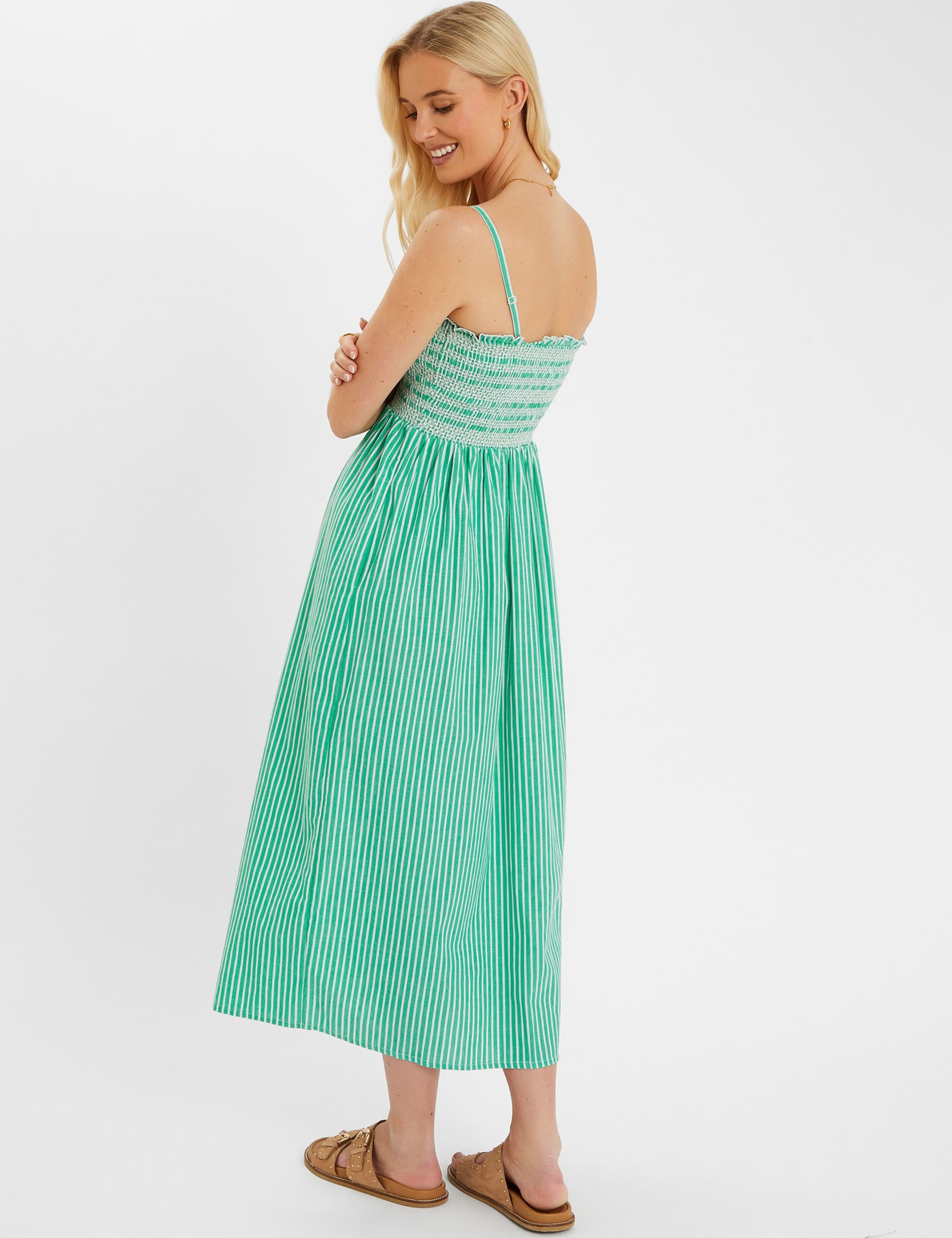 Pure Cotton Striped Midi Beach Dress 3 of 4