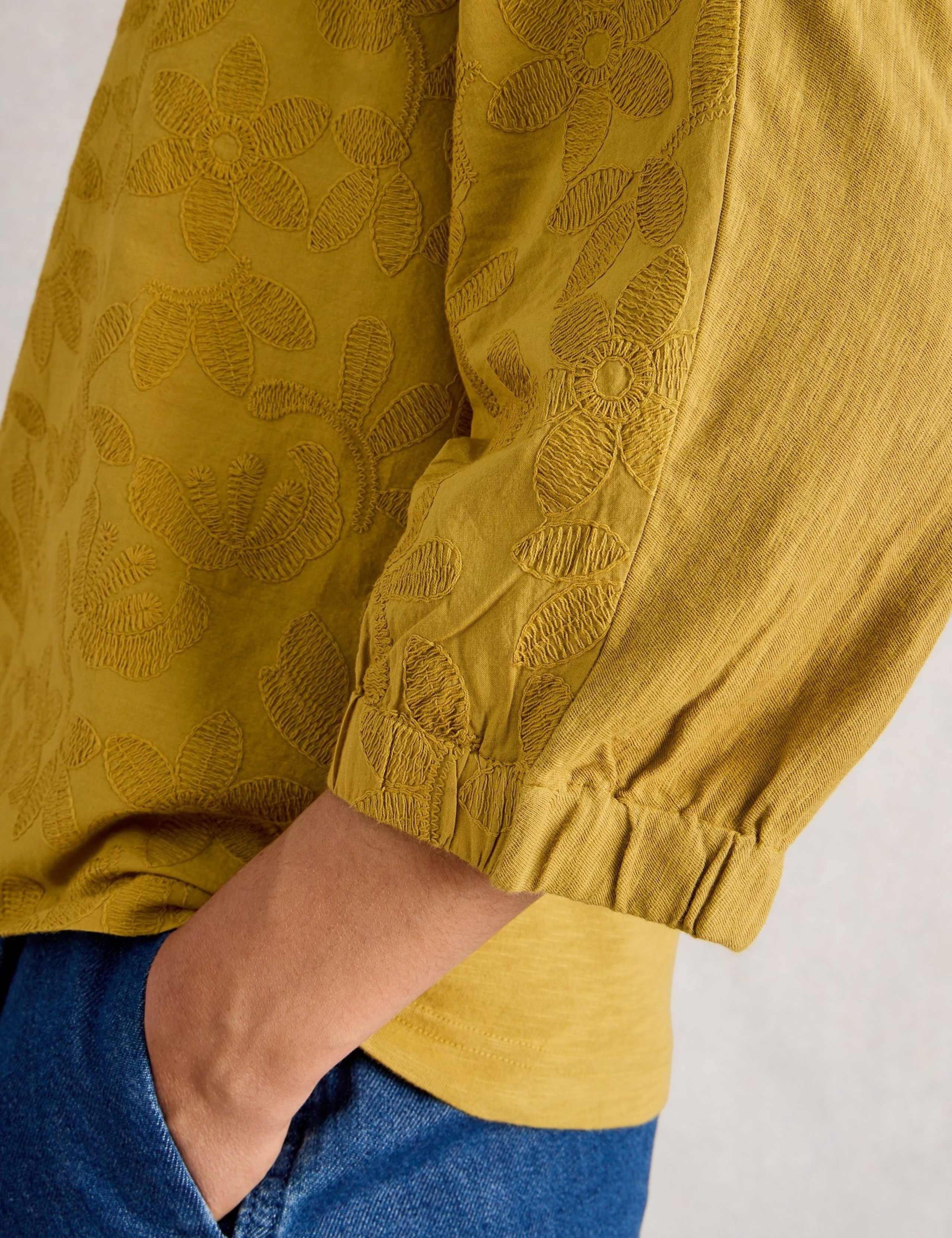 Pure Cotton Embroidered Floral Top 5 of 5