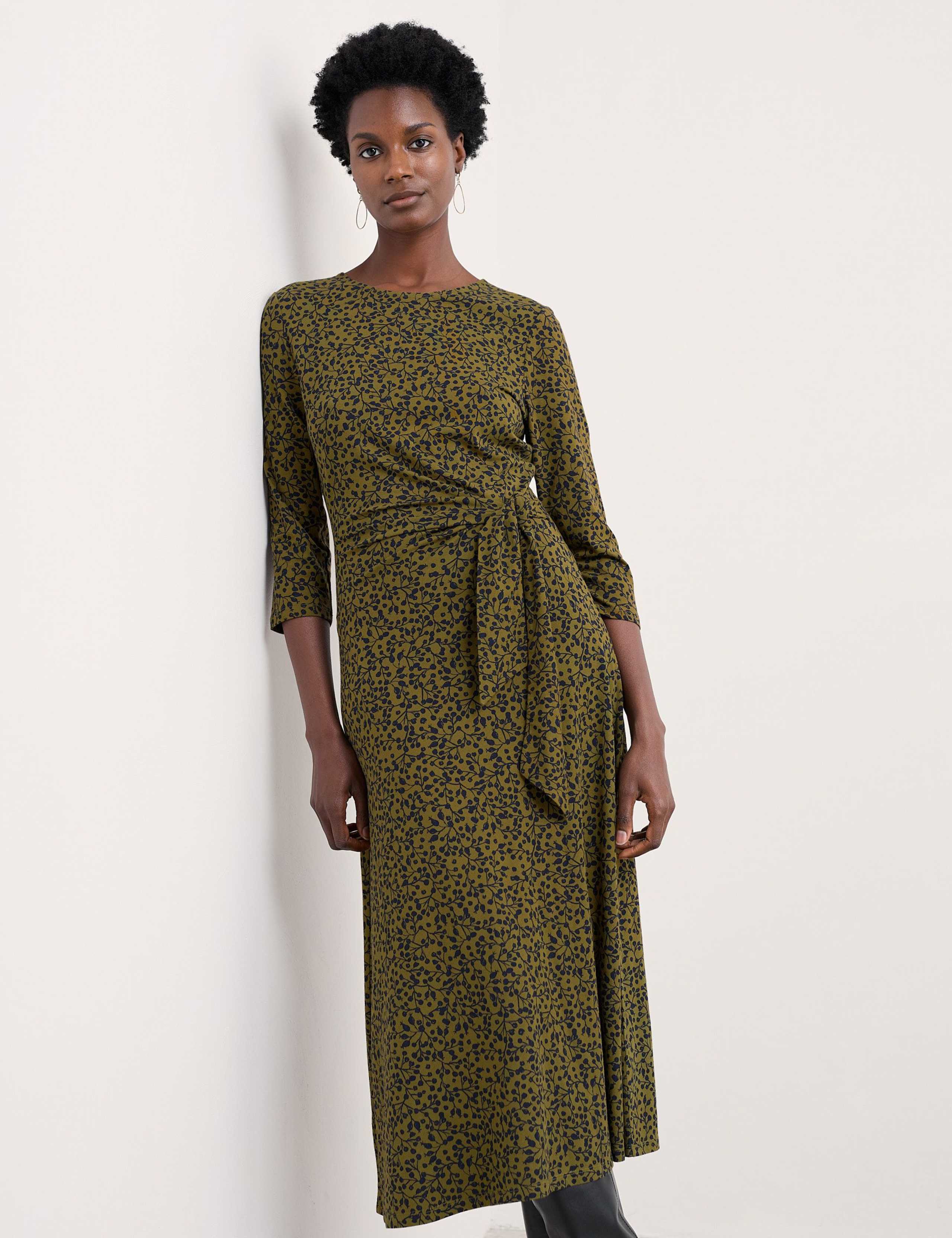 Cotton Rich 3/4 Sleeve Midi Waisted Dress 3 of 5