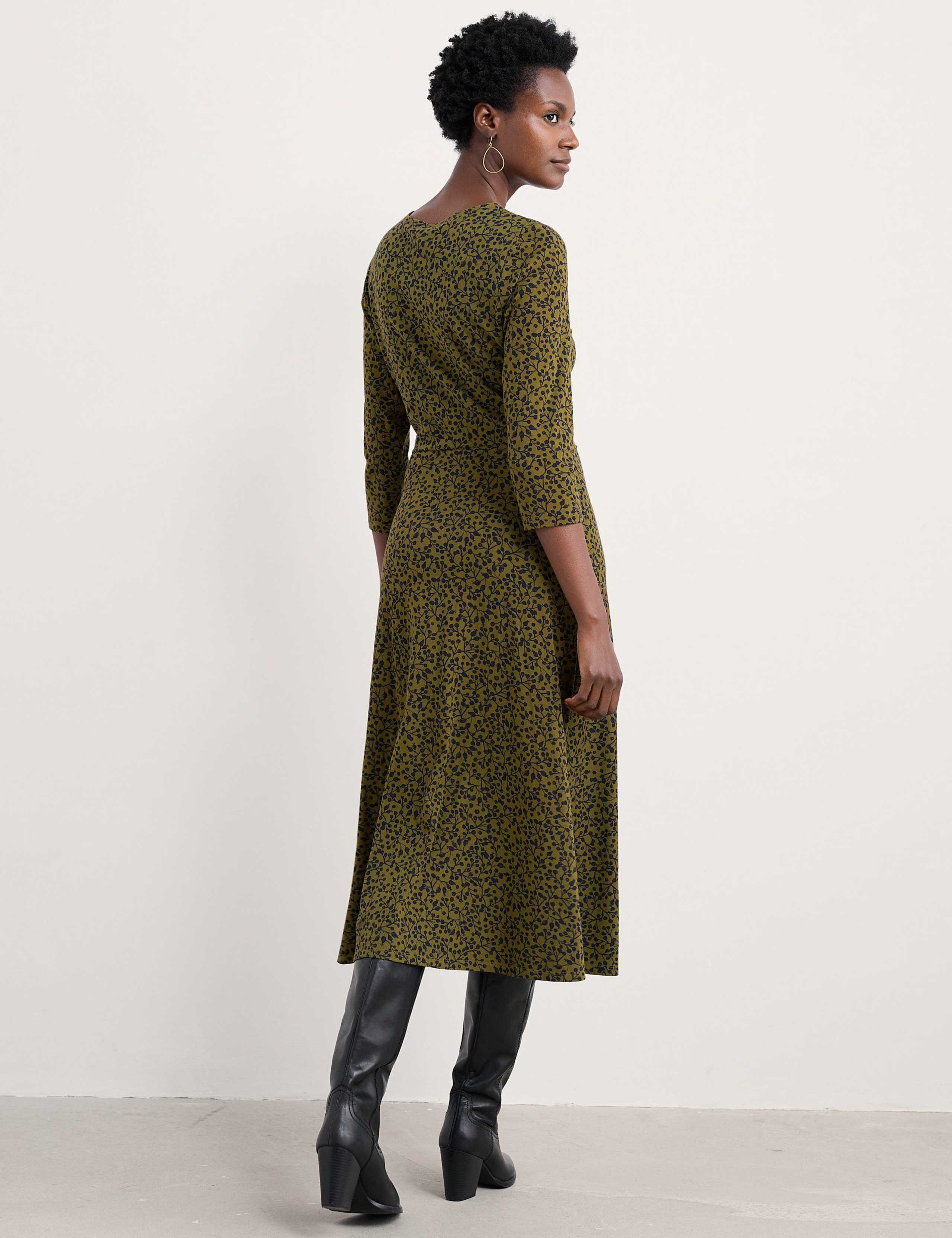 Cotton Rich 3/4 Sleeve Midi Waisted Dress 4 of 5