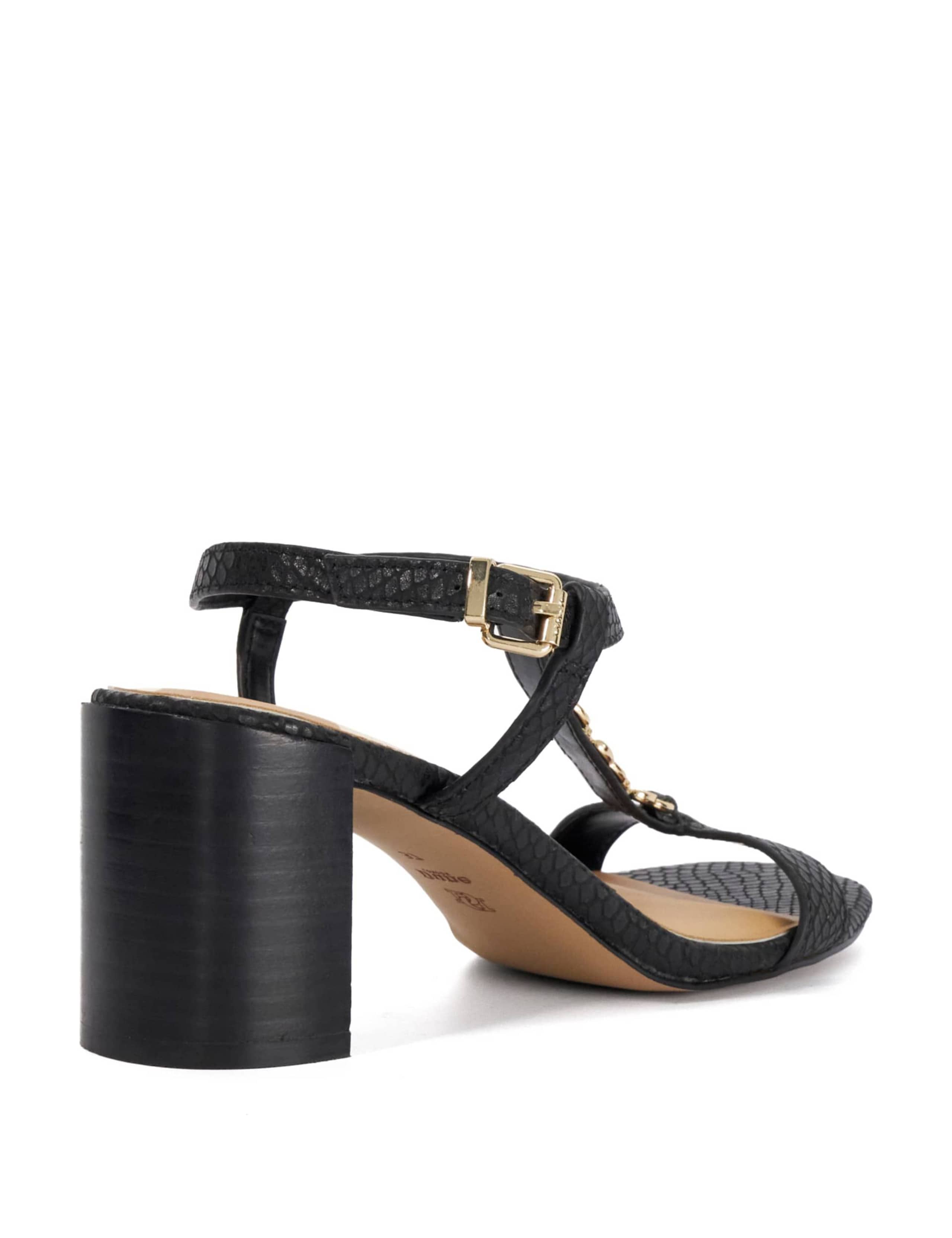 Leather Chain Detail Block Heel Sandals 3 of 5