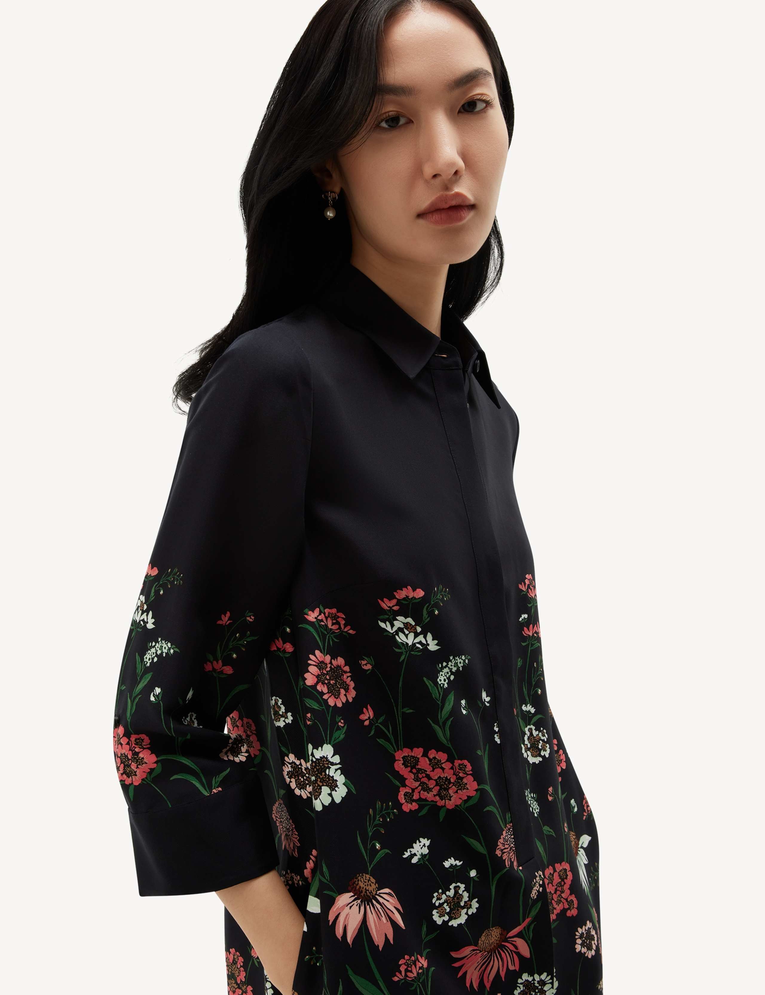 Floral Button Front Mini Shift Dress 3 of 8