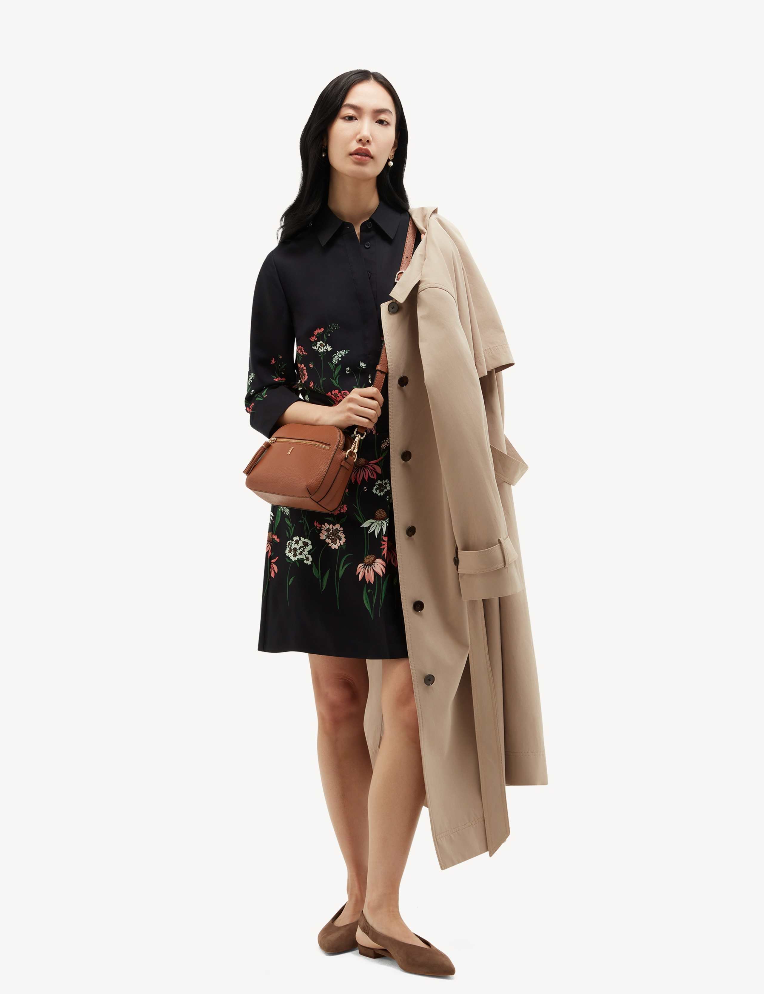 Floral Button Front Mini Shift Dress 6 of 8
