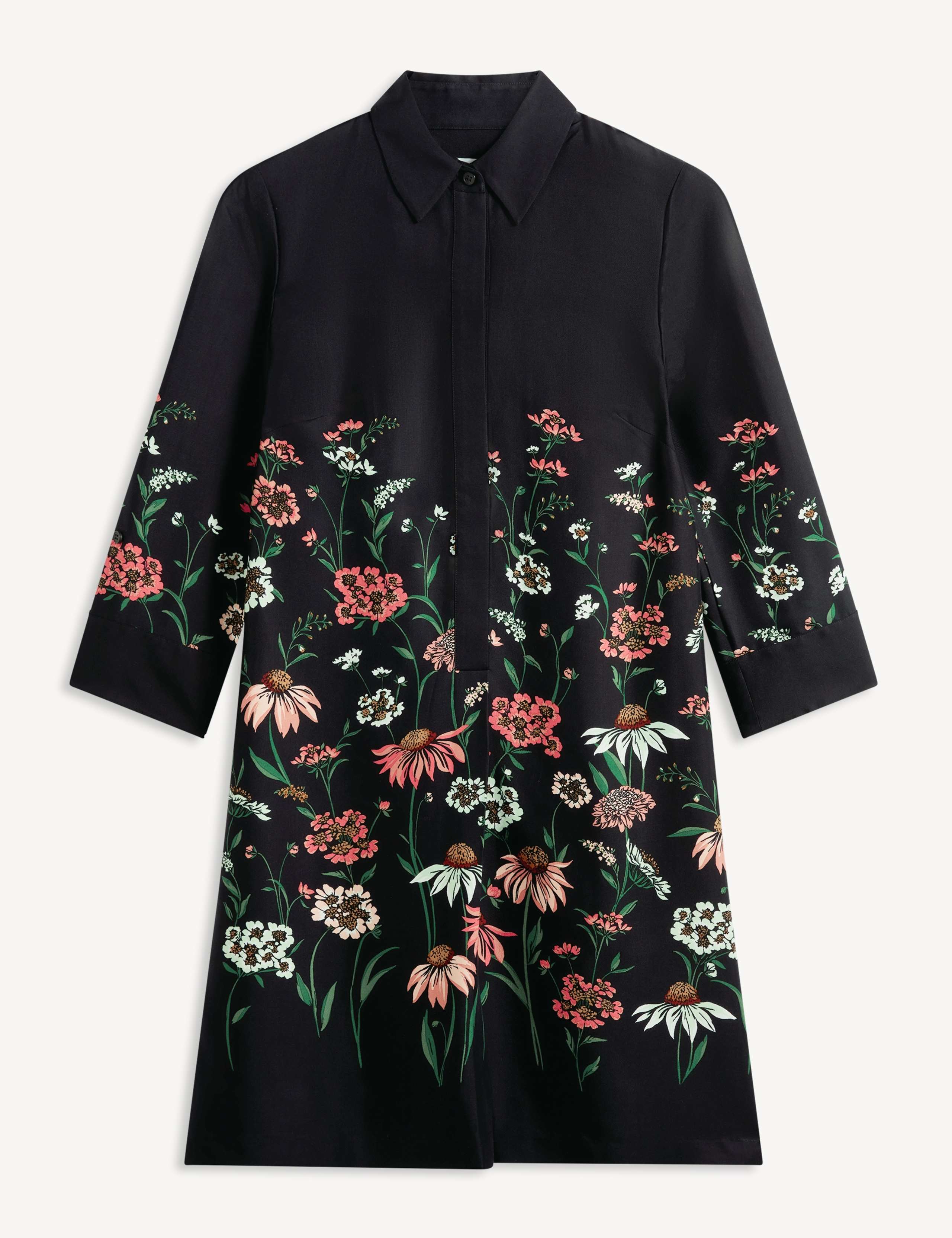 Floral Button Front Mini Shift Dress 2 of 8