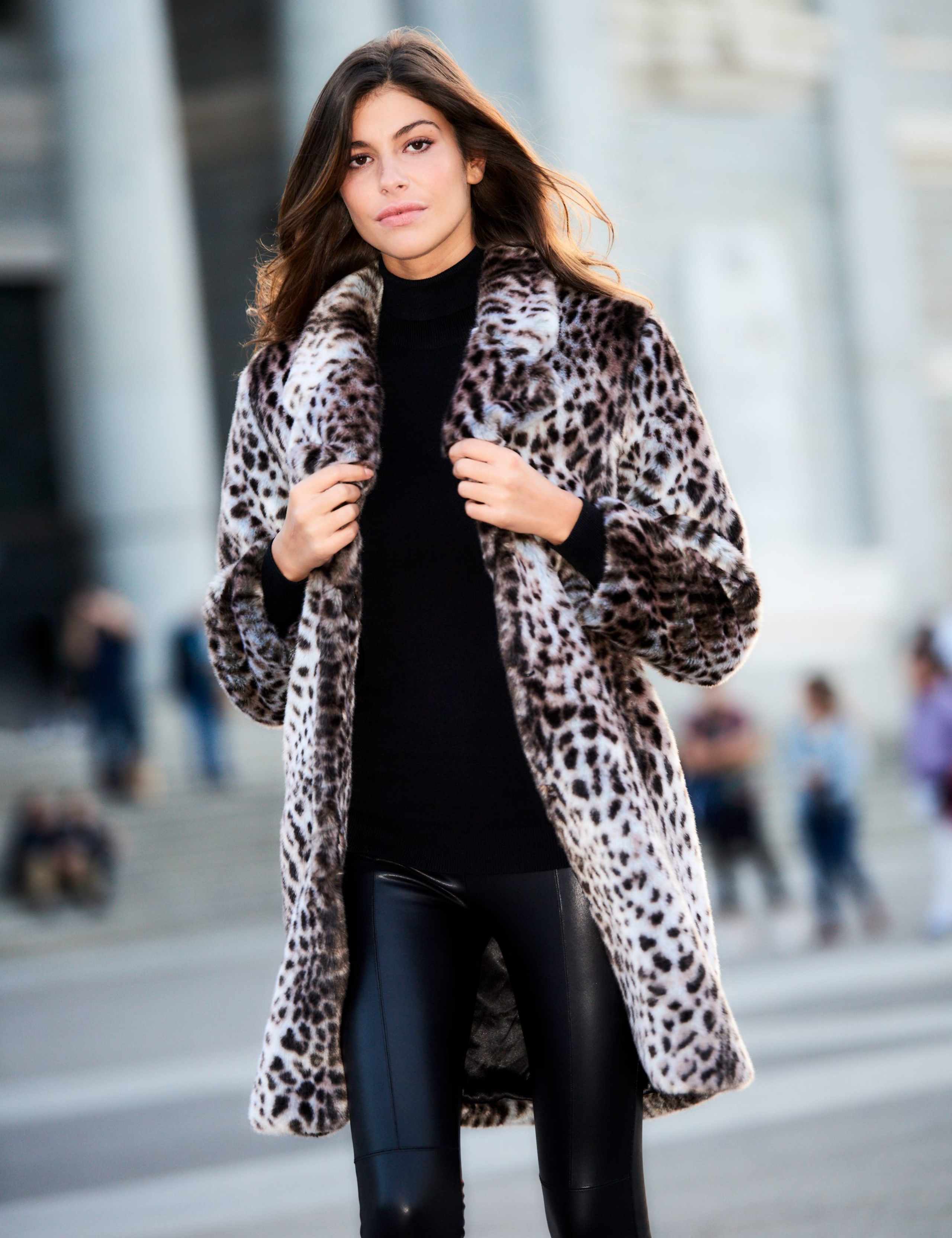 Faux Fur Cheetah Print Longline Coat 2 of 6
