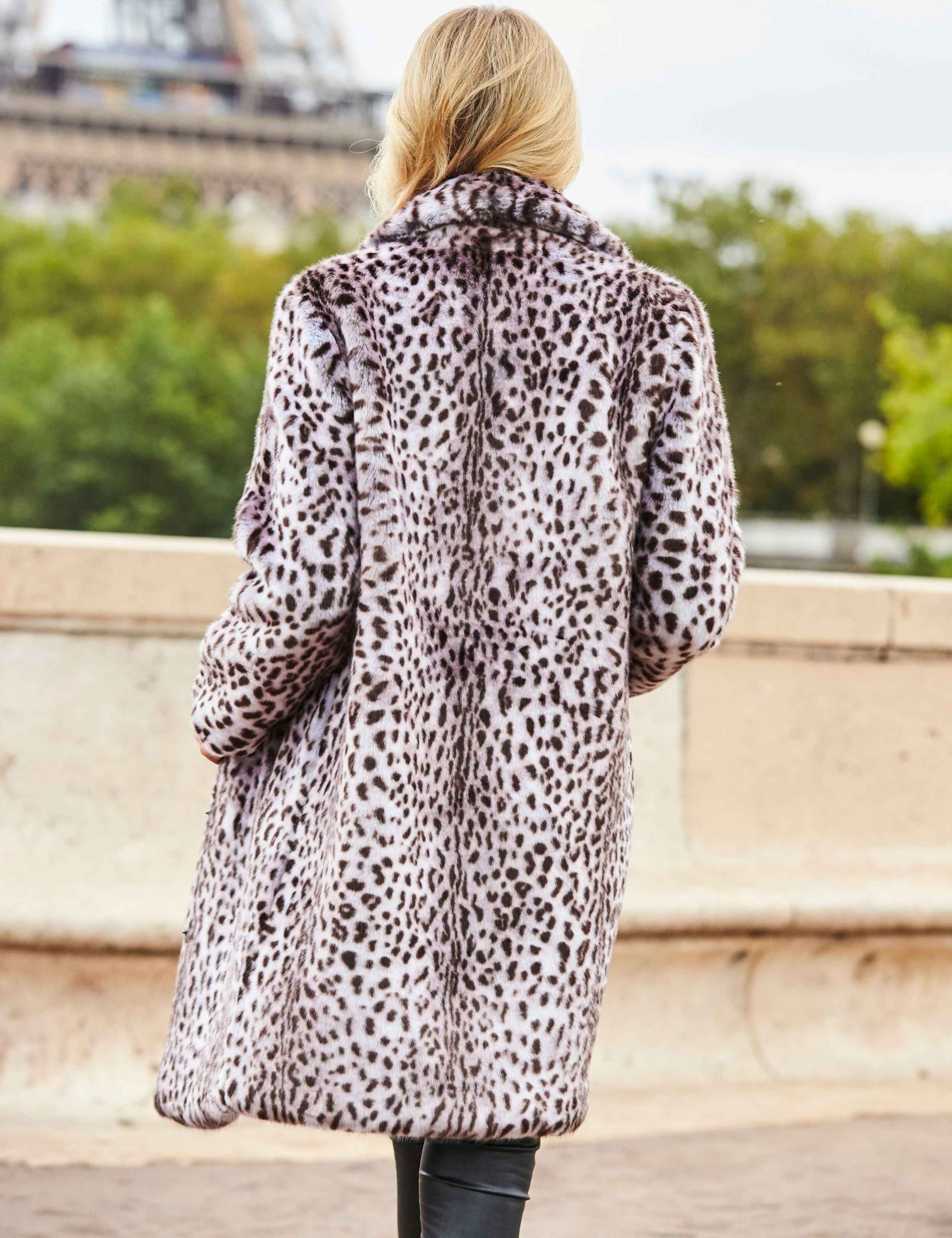 Faux Fur Cheetah Print Longline Coat 4 of 6