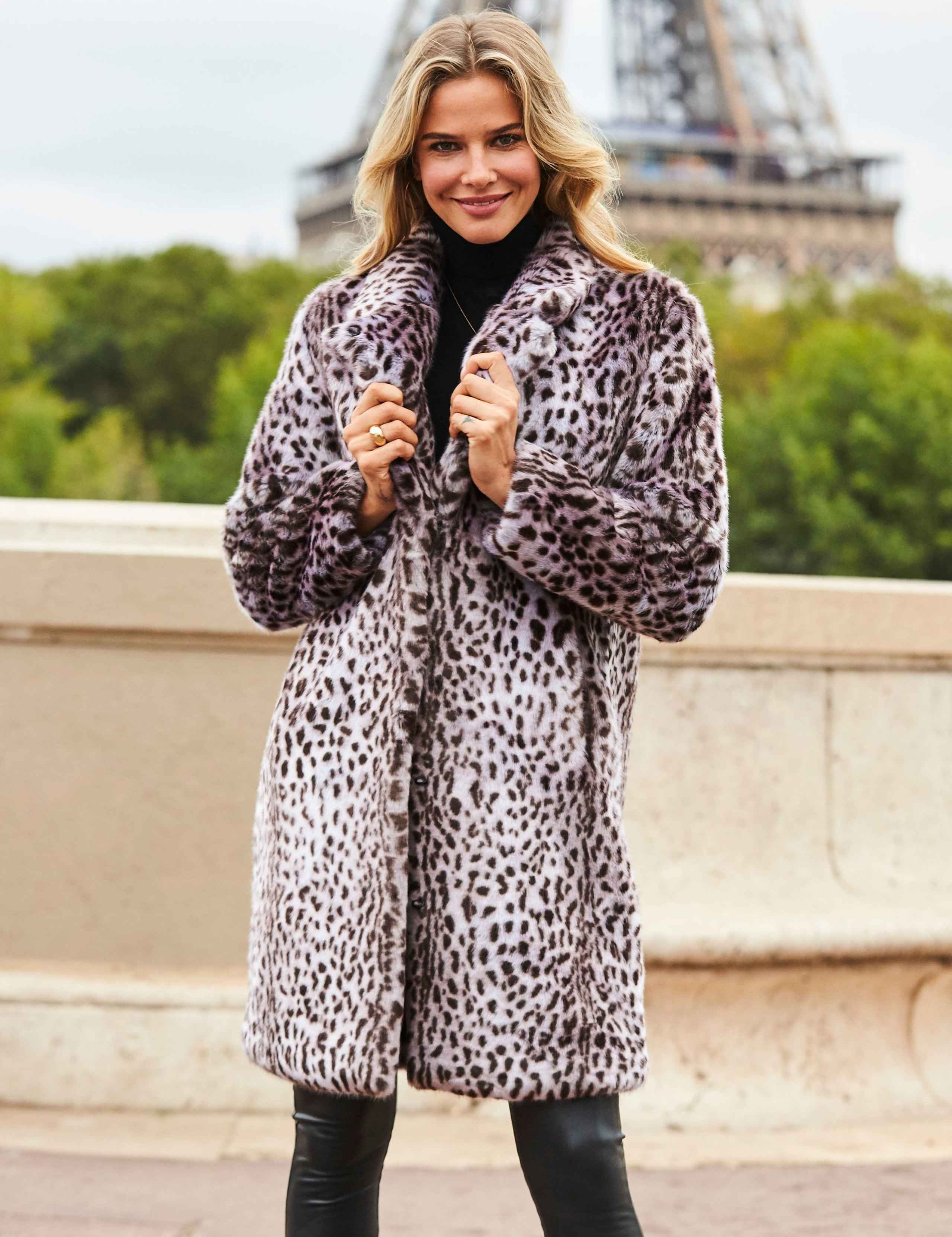 Faux Fur Cheetah Print Longline Coat 6 of 6