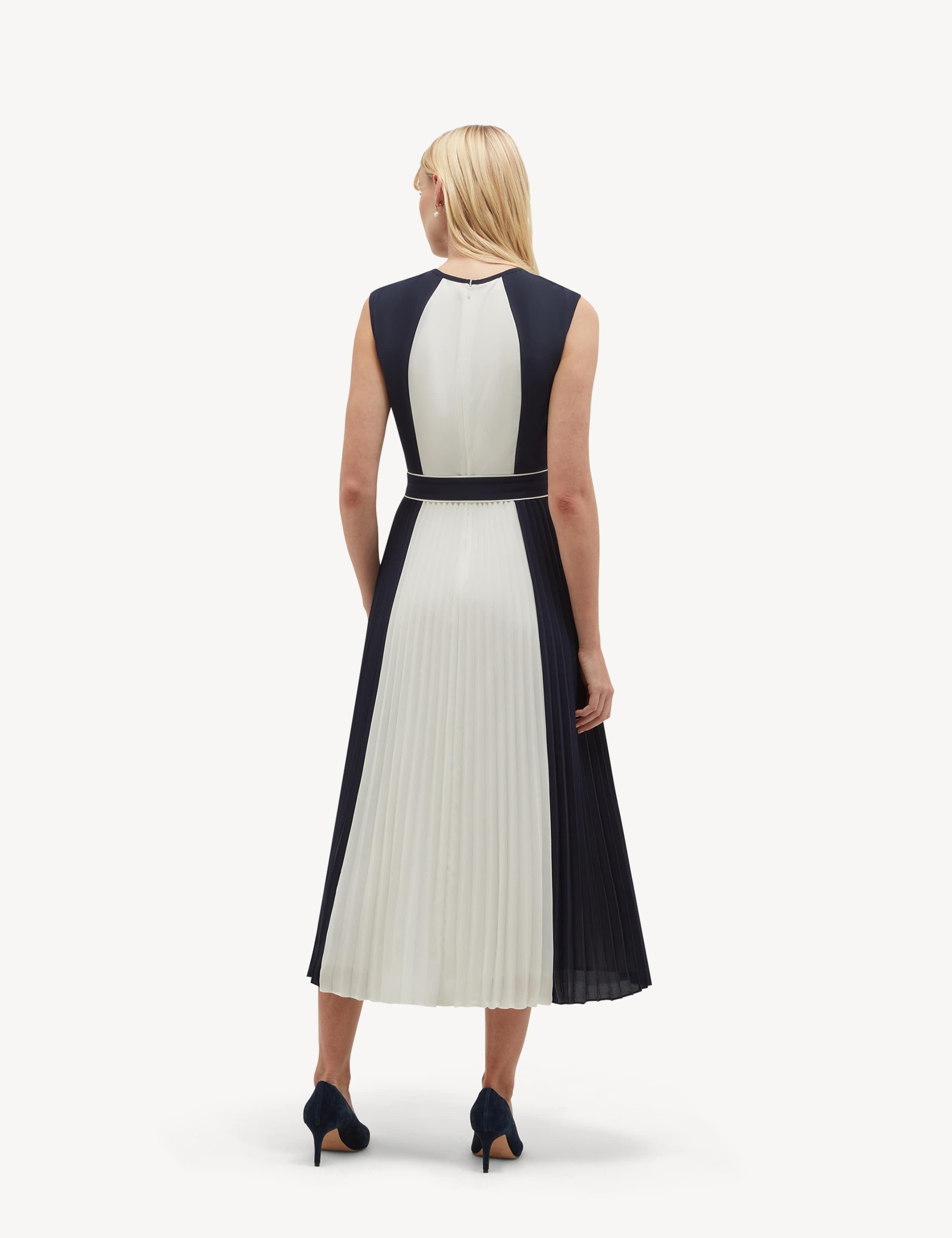 Colour Block Tie Waist Midi Skater Dress 3 of 4