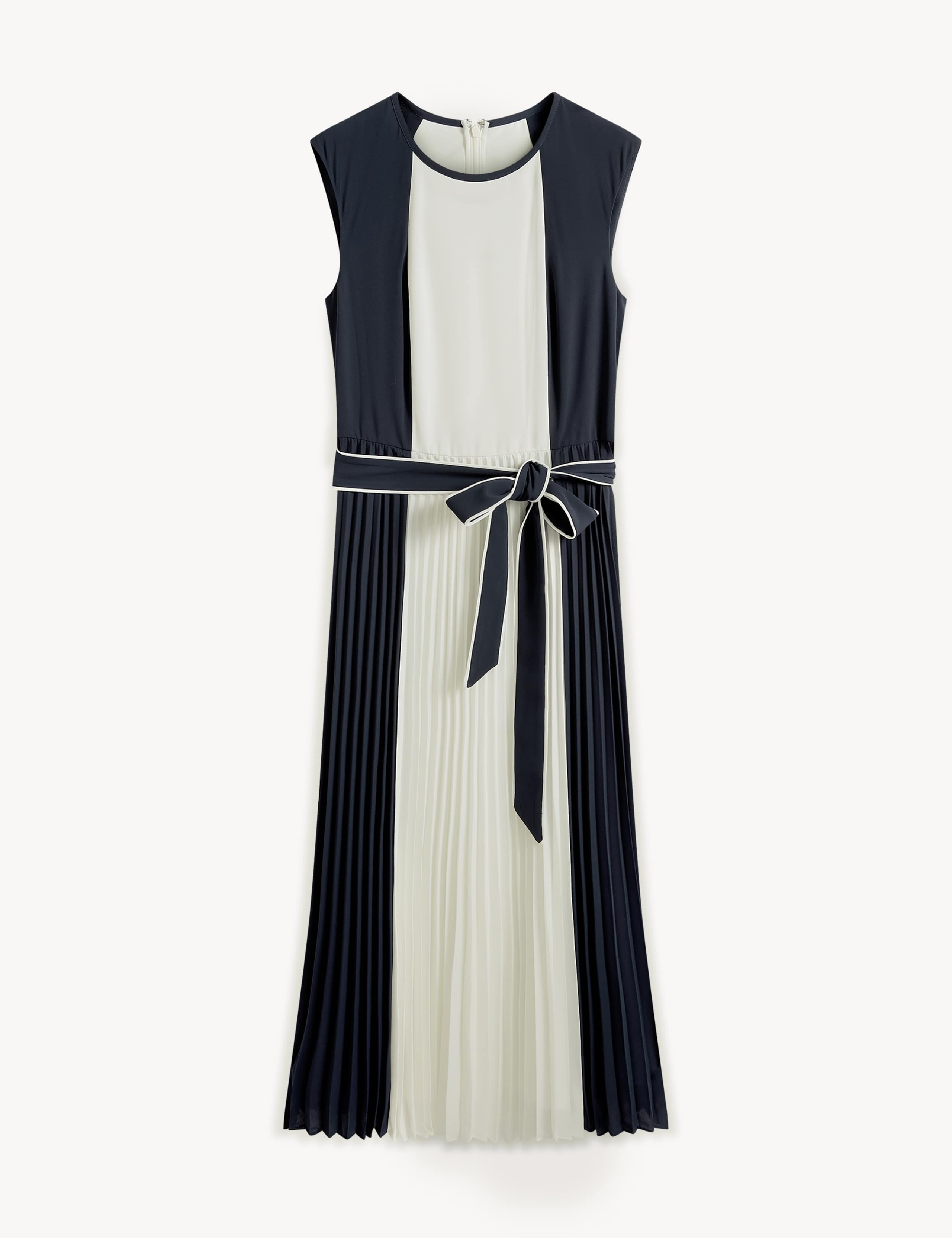 Colour Block Tie Waist Midi Skater Dress 2 of 4